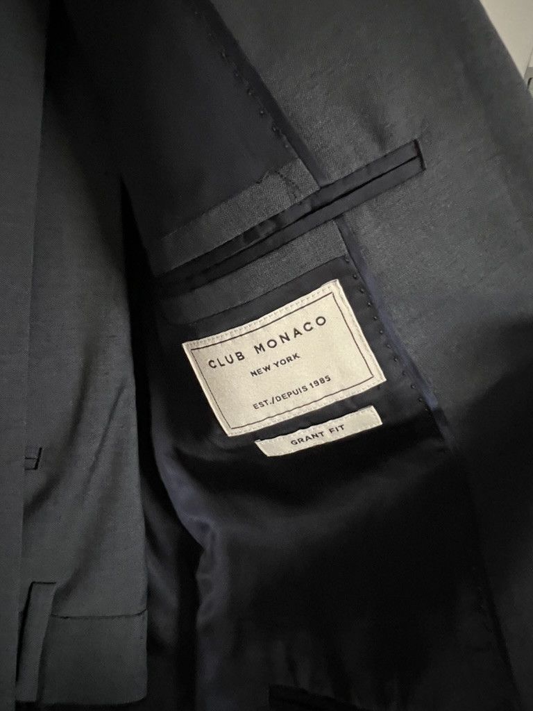 Club Monaco Grant Slim Fit Steel Blue/Grey Suit Size 38R - 3 Thumbnail