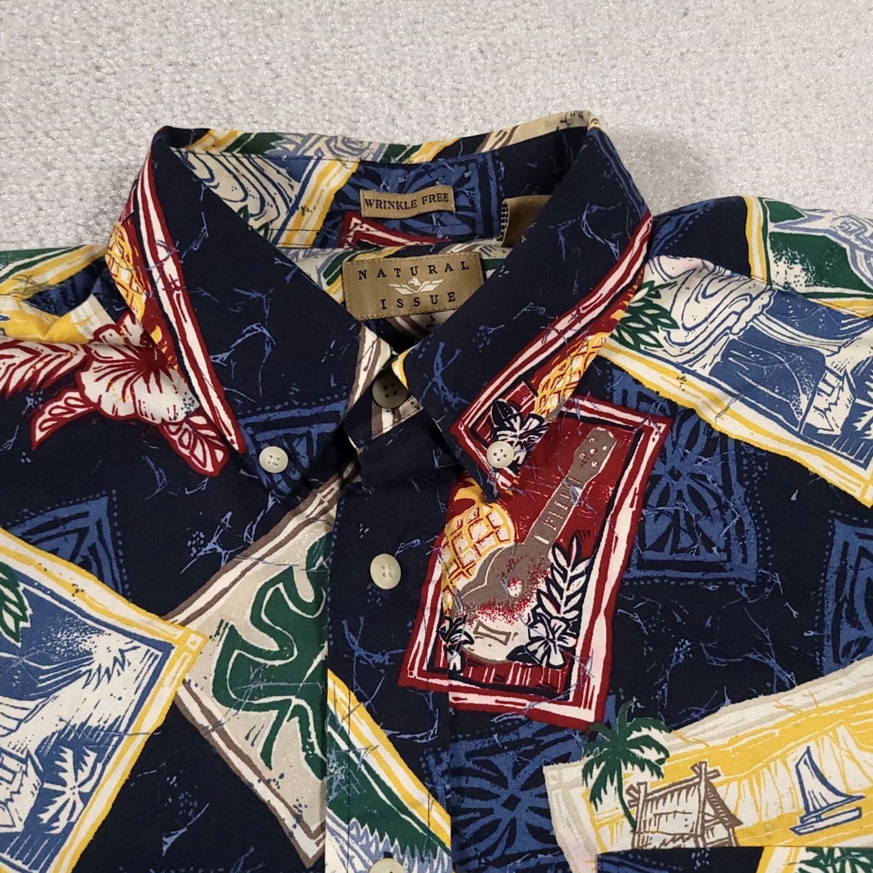 Vintage Natural Issue Hawaiian Shirt Wrinkle Free Button-Down Short Sleeve Mens Large Size US L / EU 52-54 / 3 - 4 Thumbnail