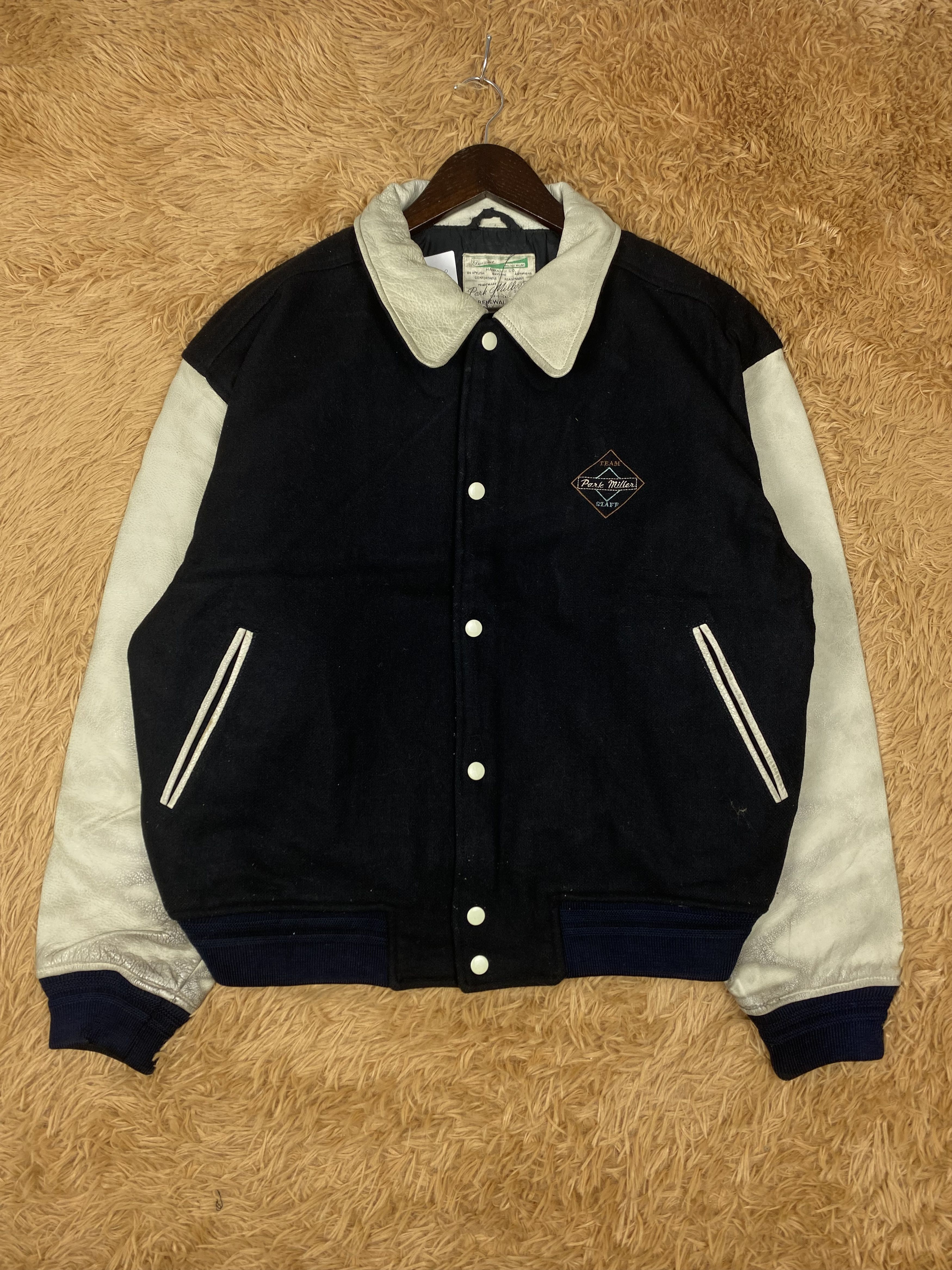 Japanese Brand Vintage Park Miller 90s Leather Sleeve Varsity Jacket DJ0214 Size US L / EU 52-54 / 3 - 1 Thumbnail