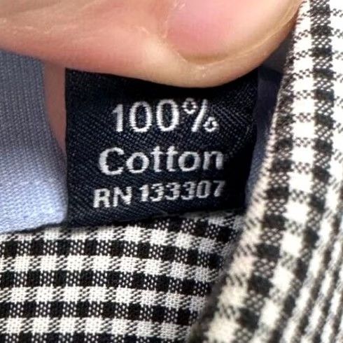 Nautica Nautica Dress Shirt Mens 17 34-35 Black White Shepherd Check Button-Down Shirt Size 46R - 7 Thumbnail