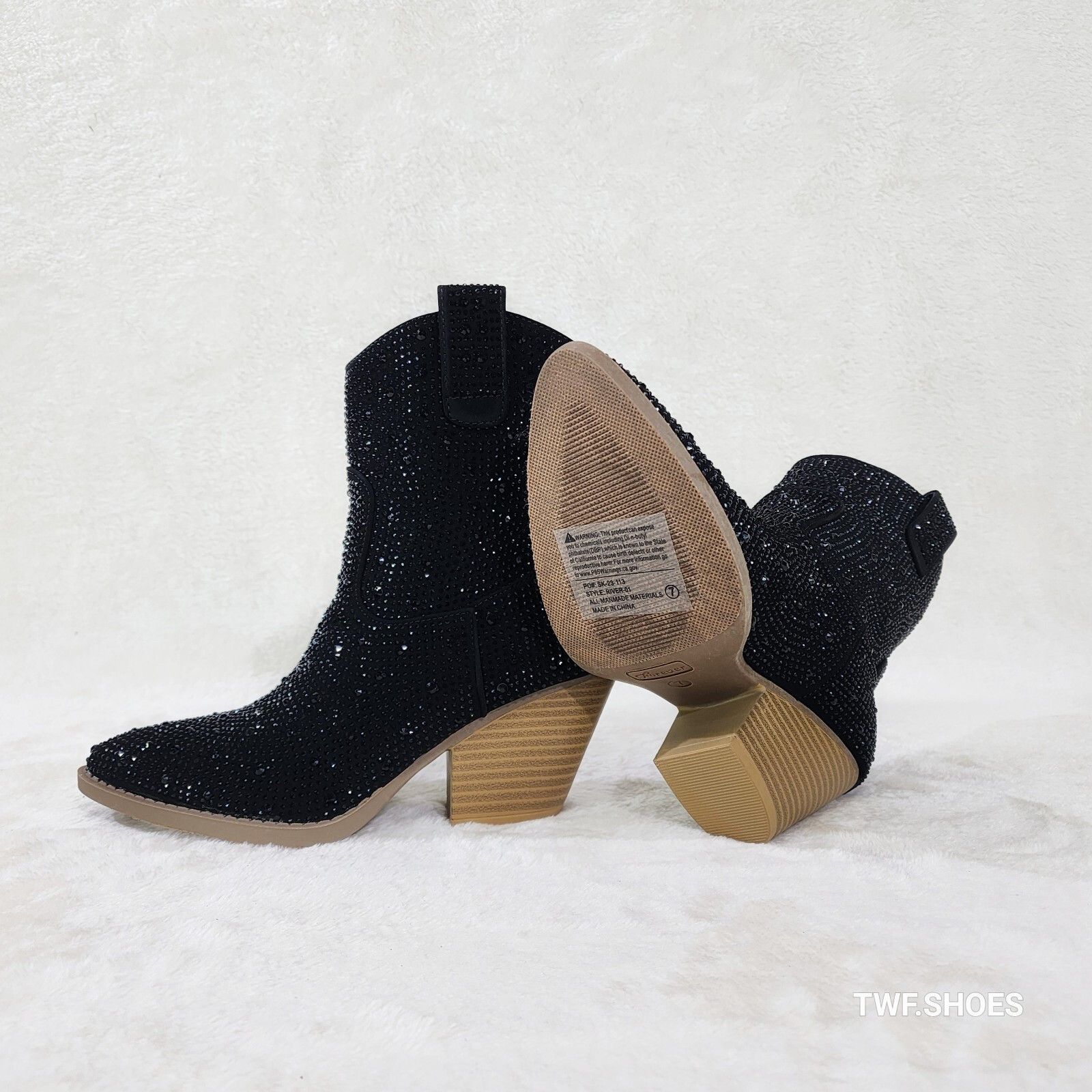 Other Dolly Charcoal Black Rhinestone Glitter Cowgirl Country Glam Size US 8.5 / IT 38.5 - 2 Thumbnail