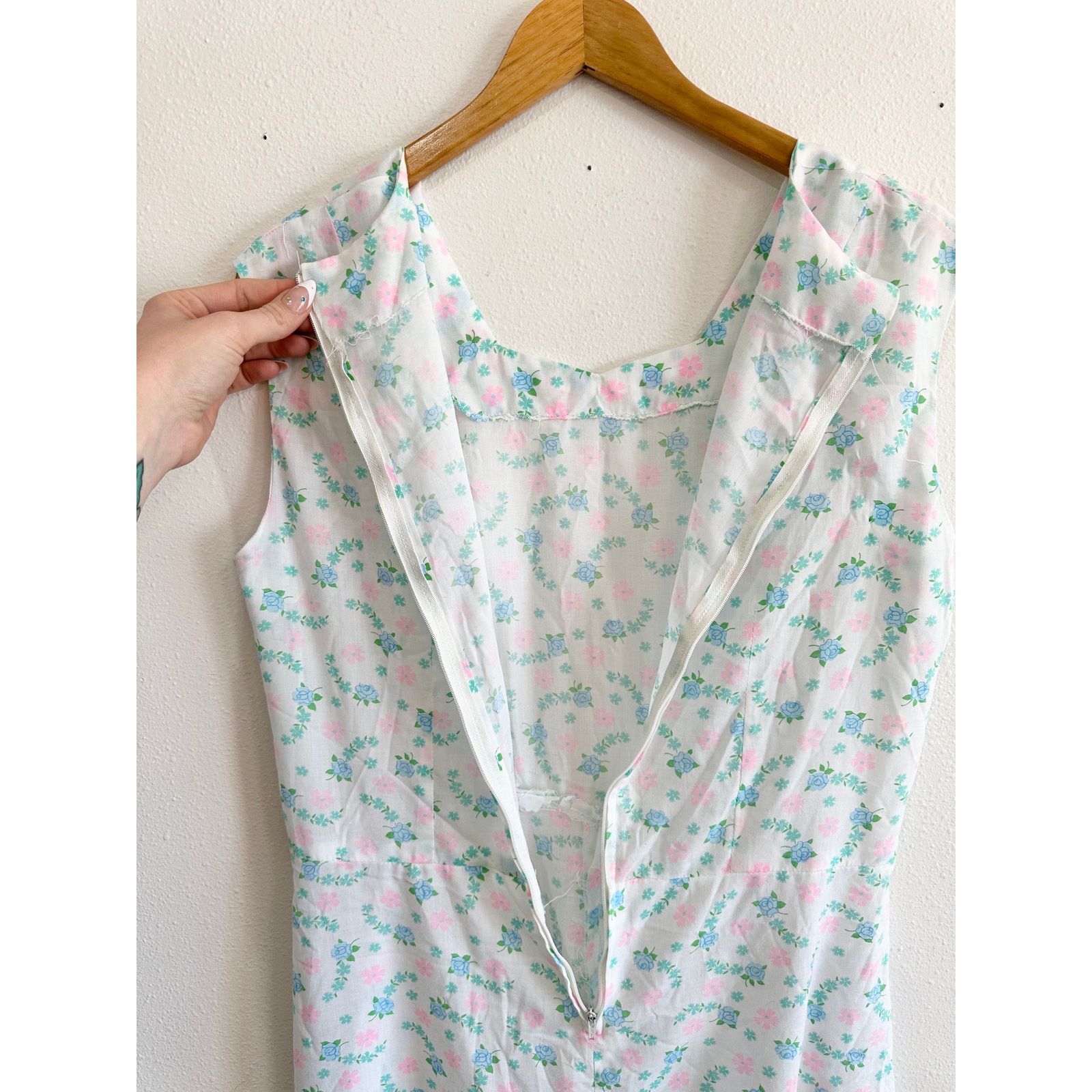 Handmade 50s/60s Handmade Floral Day Dress Size L / US 10 / IT 46 - 7 Thumbnail