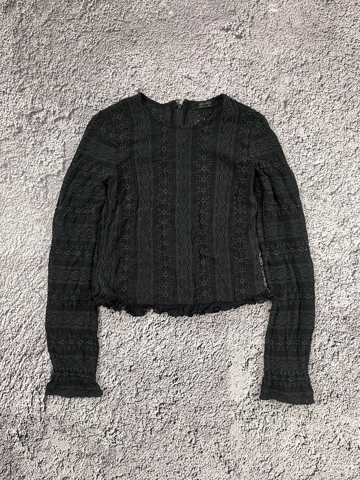 Allsaints Vinatge Allsaints textured mesh floral embroidered blouse Size XS / US 0-2 / IT 36-38 - 1 Thumbnail