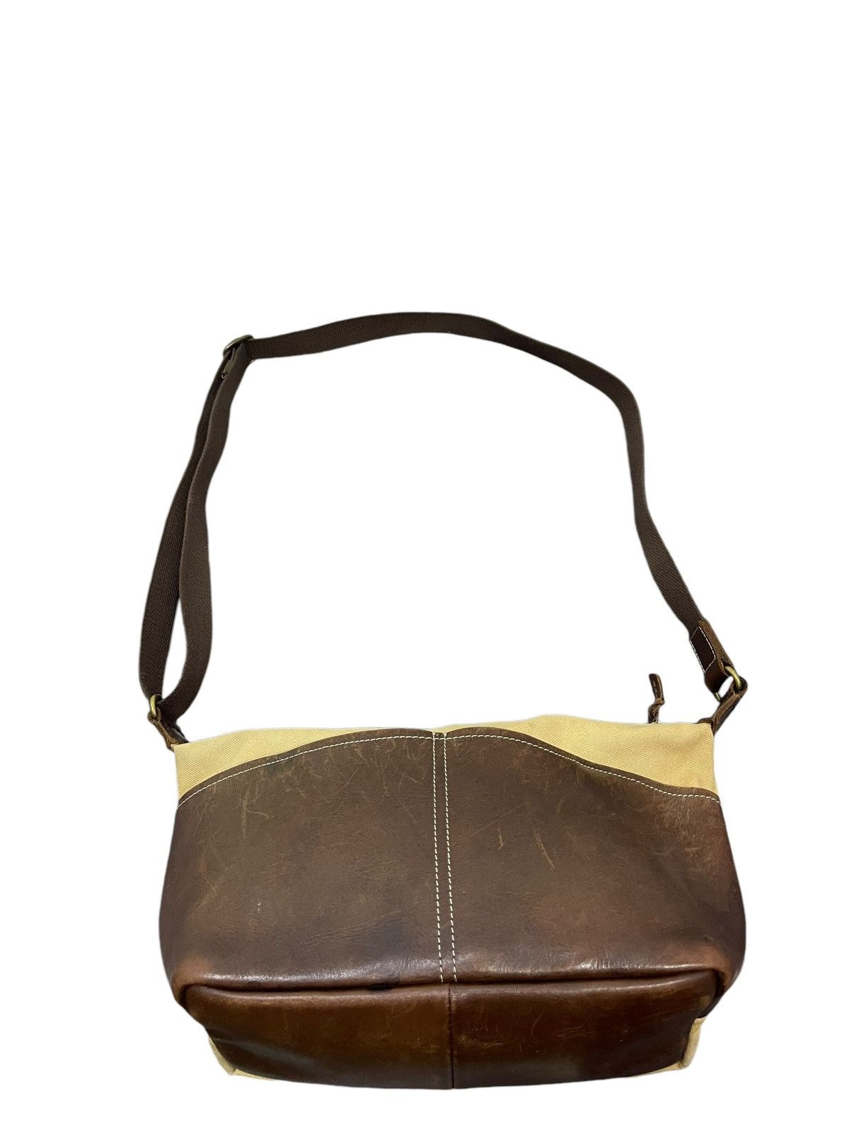 Japanese Brand Leather Patina Cotton Paquet Cross Body Bag 4🟩 Size ONE SIZE - 5 Thumbnail