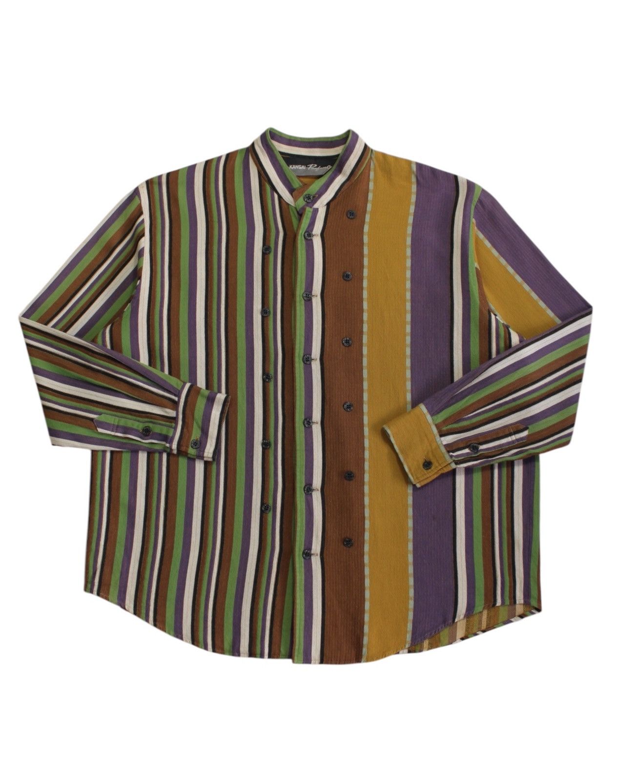 Kansai Yamamoto × Vintage 1990S KANSAI PROFUMO COLLARLESS SHIRT Size US M / EU 48-50 / 2 - 1 Thumbnail