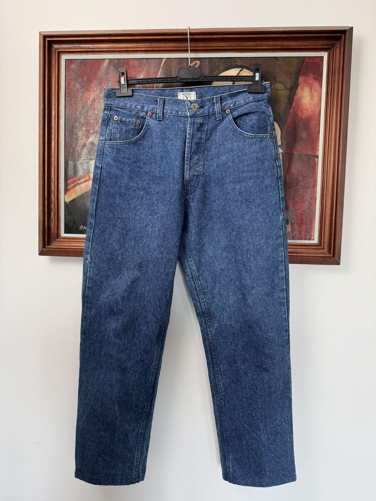 Valentino Vintage VALENTINO Jeans Denim 90s Classic Blue Pant Luxury Size US 33 - 1 Thumbnail