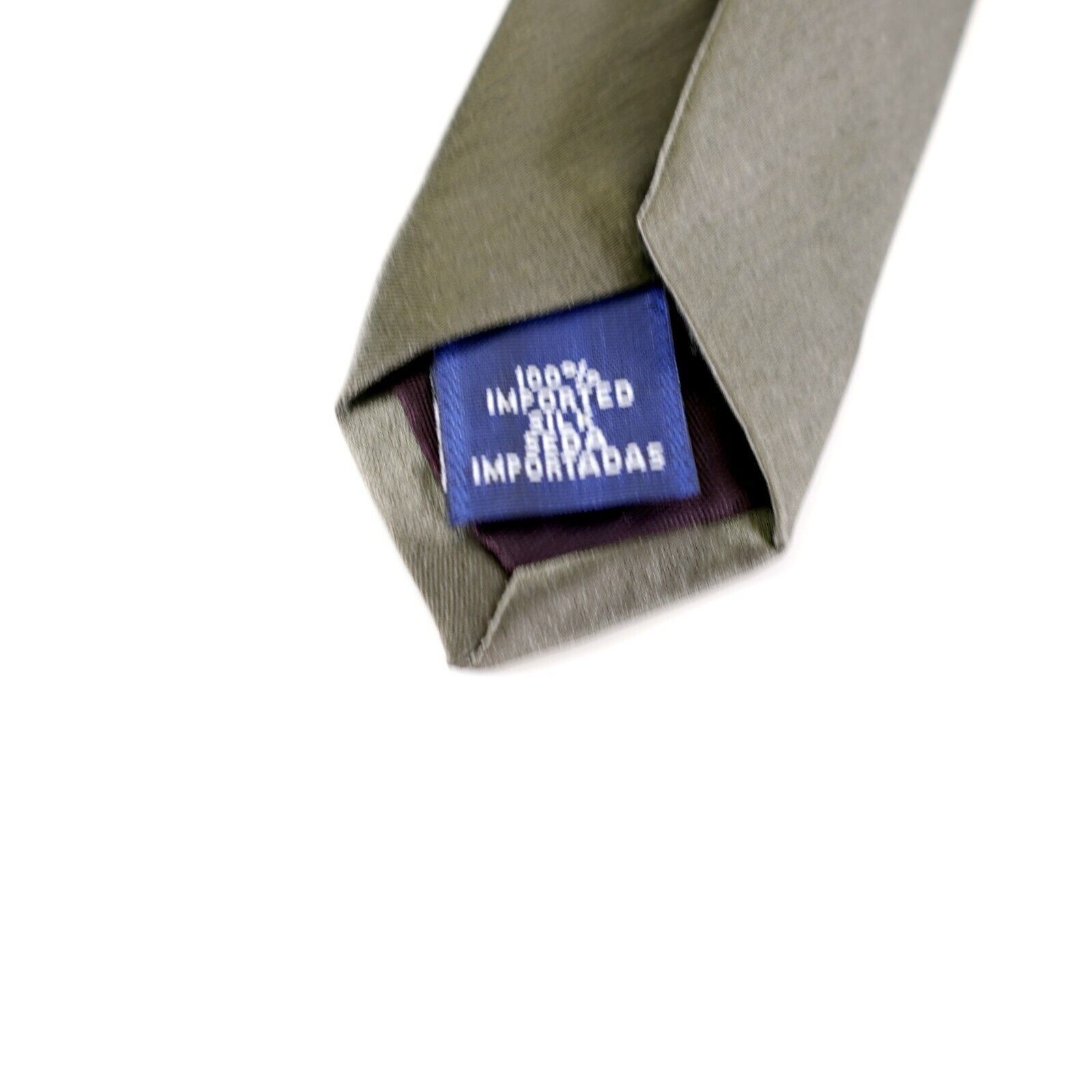 Stafford Stafford Executive Solid Beige Green Wide Silk Tie Size ONE SIZE - 4 Thumbnail