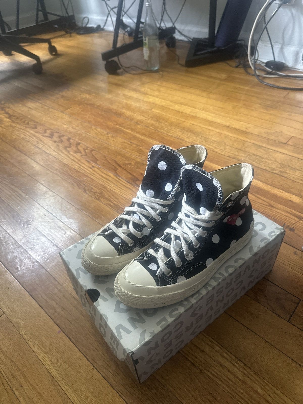 Comme des Garcons PLAY × Converse Black with white polka dot converse hi Size US 9 / IT 39 - 5 Thumbnail
