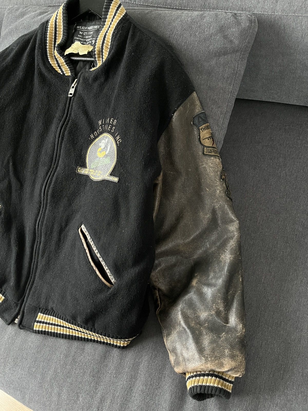 Vintage Wilker Inc. Knoxville Tn Military W-27 Flyers Bomber Jacket Size US L / EU 52-54 / 3 - 11 Thumbnail