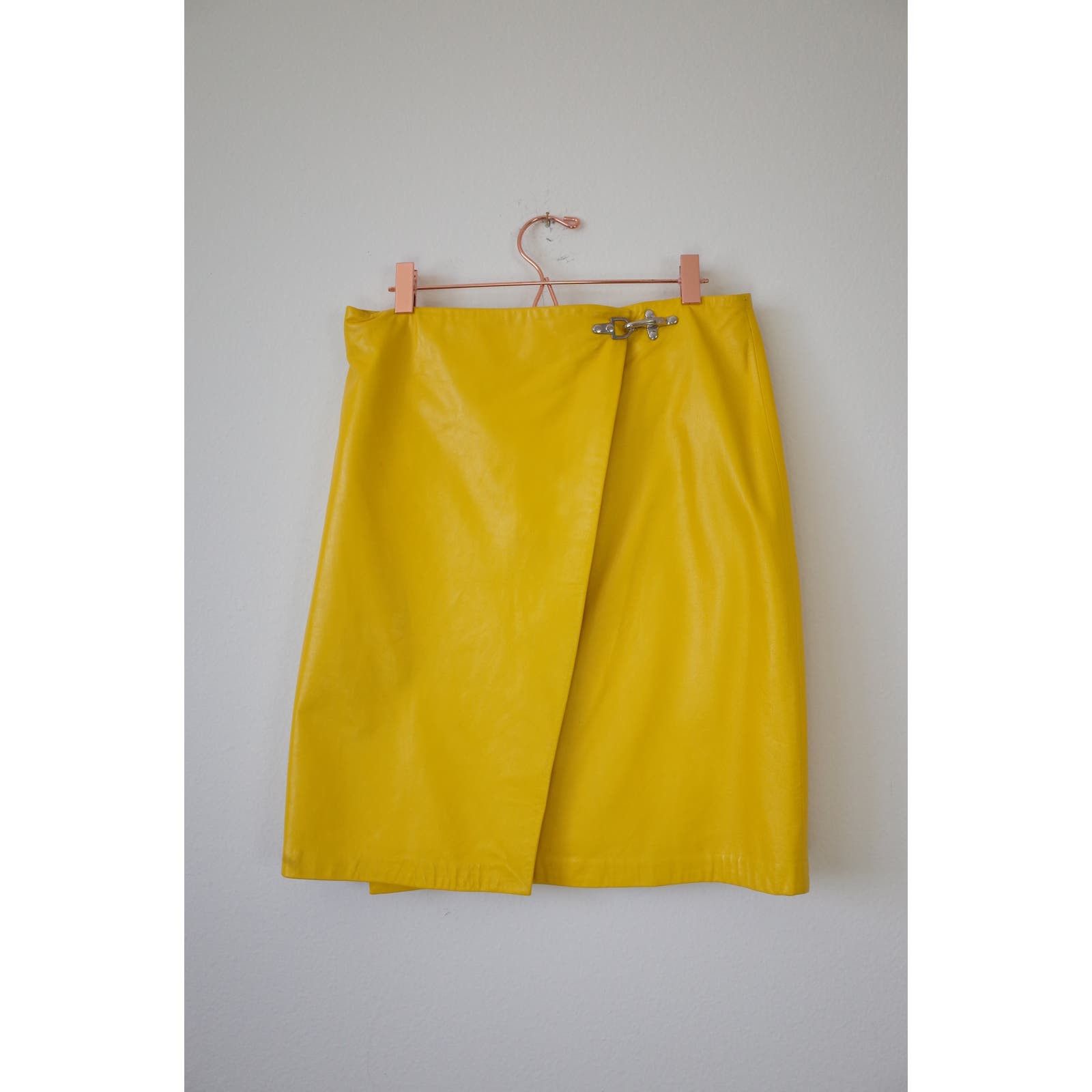 Ralph Lauren Sport Yellow Leather Skirt 8 M