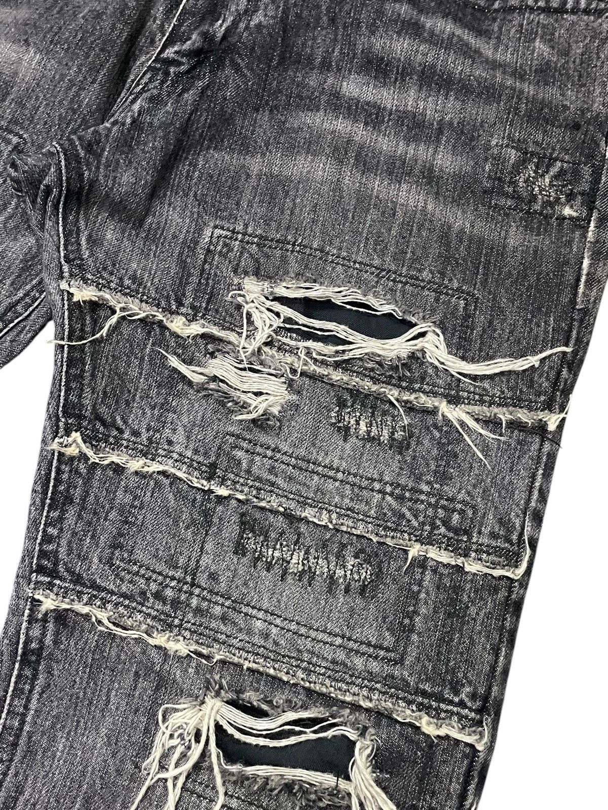 GOSTAR DE FUGA × Japanese Brand × Shellac Rupert Japan Distressed Layered Leather Pocket Flare Jeans Size US 32 / EU 48 - 8 Thumbnail