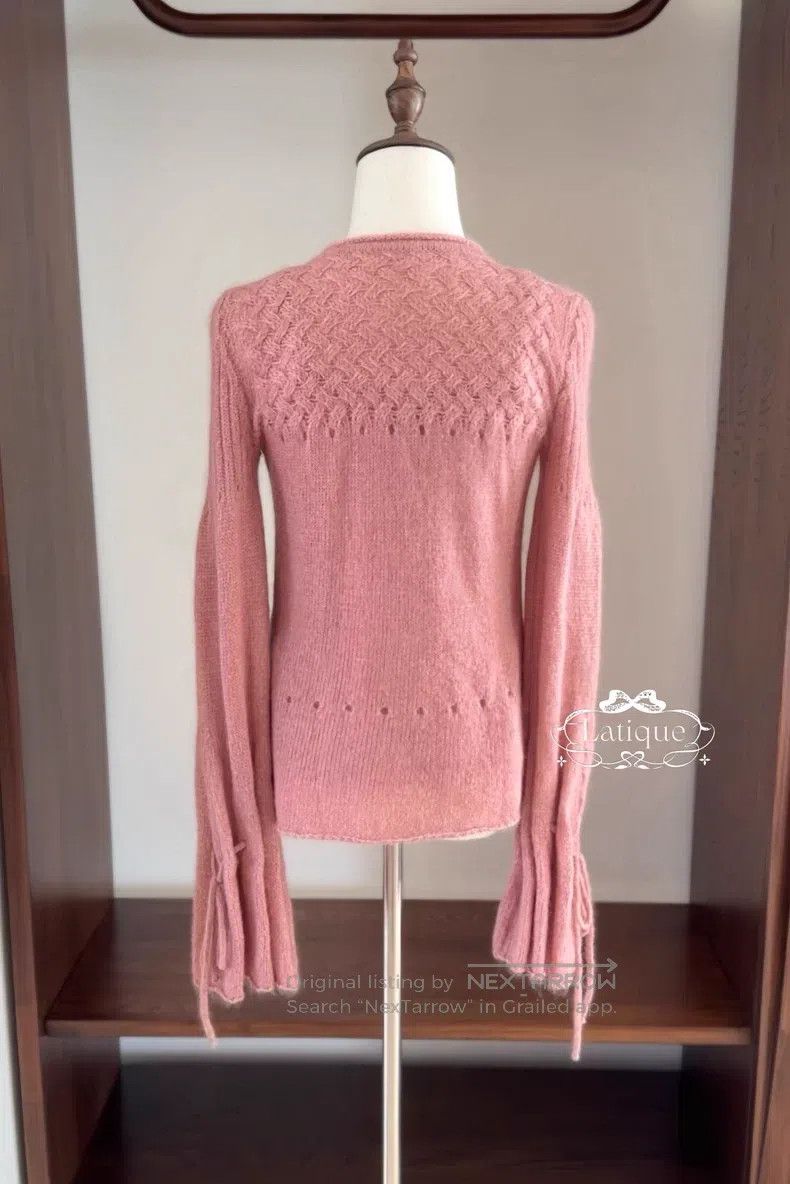 Valentino Valentino Bean paste pink drawstring lace-up knit cardigan Size S / US 4 / IT 40 - 8 Thumbnail