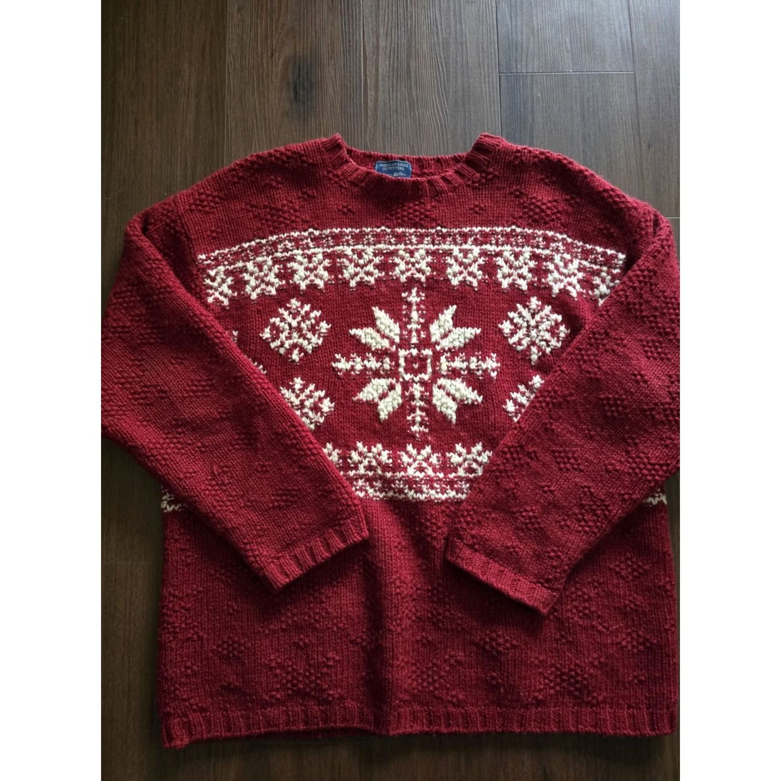 Vintage VINTAGE American Eagle Chunky Knit Sweater Red XL Grunge 1990s Wool Blend Unisex Large Size US XL / EU 56 / 4 - 6 Thumbnail