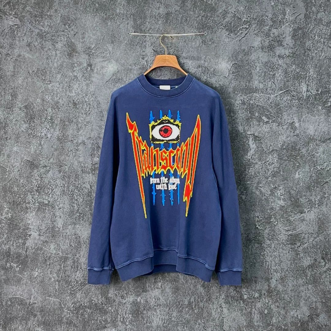 Burberry Burberry Cotton Printed Blue Hoodie s Men Size US S / EU 44-46 / 1 - 1 Thumbnail