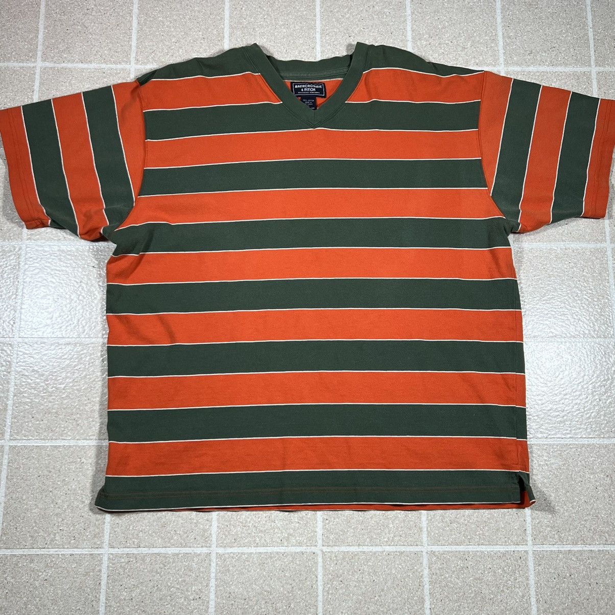 Abercrombie & Fitch × Vintage Vintage ABERCROMBIE & FITCH T Shirt Green Orange Striped Size US XL / EU 56 / 4 - 1 Thumbnail