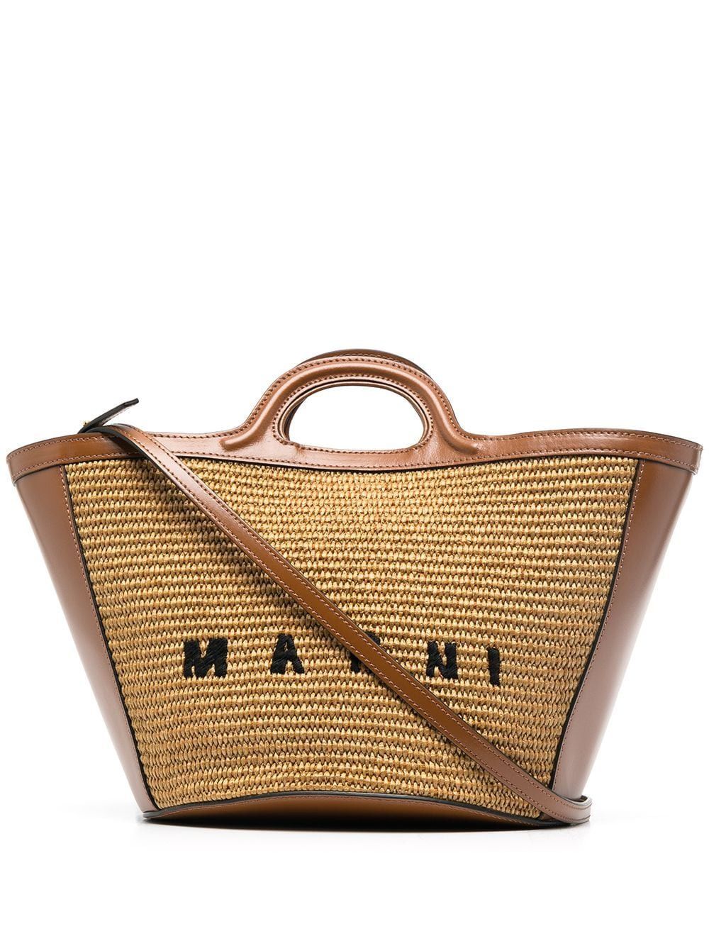 image of Marni Leather Tote Bag in Beige, Women's