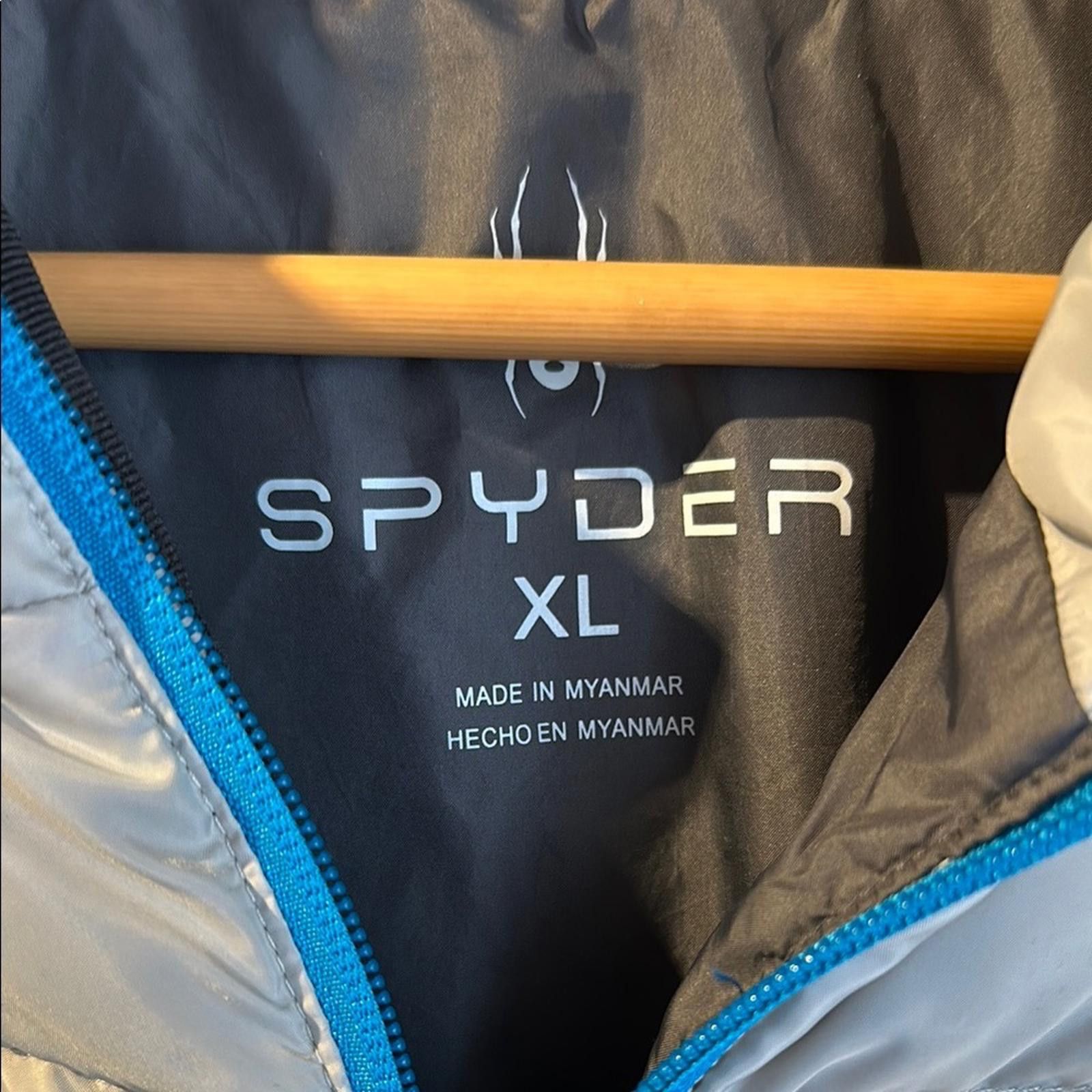 Spyder Spyder Gray Puffer Jacket with Blue Accents Size US XL / EU 56 / 4 - 3 Thumbnail