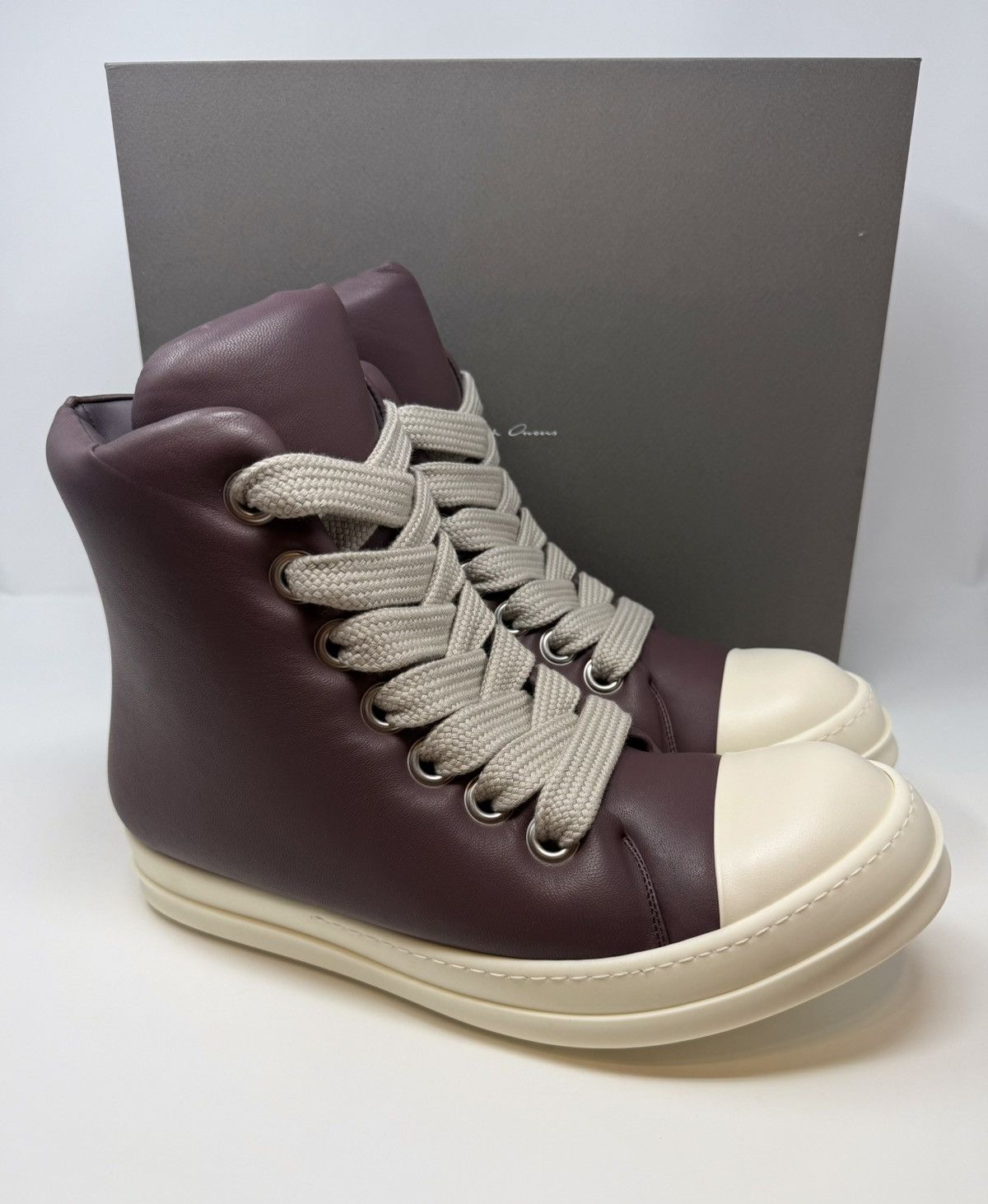 Rick Owens Rick Owens Jumbo Lace Padded High Ramone Amethyst/Milk Size US 15 / EU 48 - 1 Thumbnail