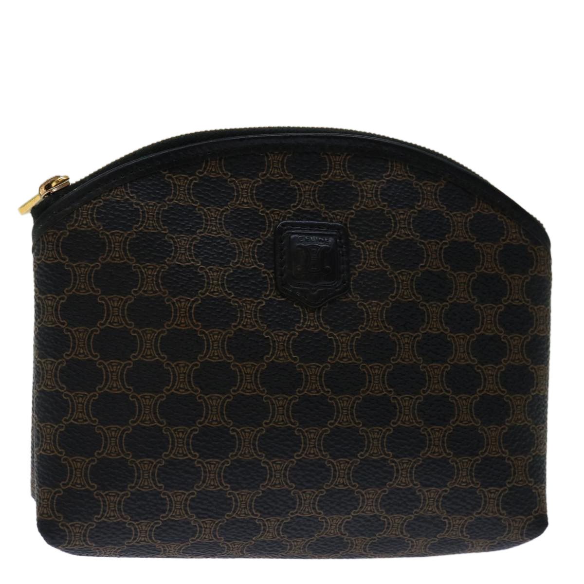 image of Celine Macadam Canvas Cosmetic Pouch Pvc Leather Black Auth 68652, Women's