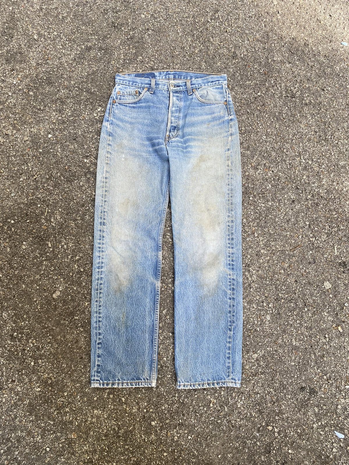 image of Levis x Made In USA Vintage Levi's 501Xx Faded Blue Jeans 90's Denim in Denim Blue, Men's (Size 30)
