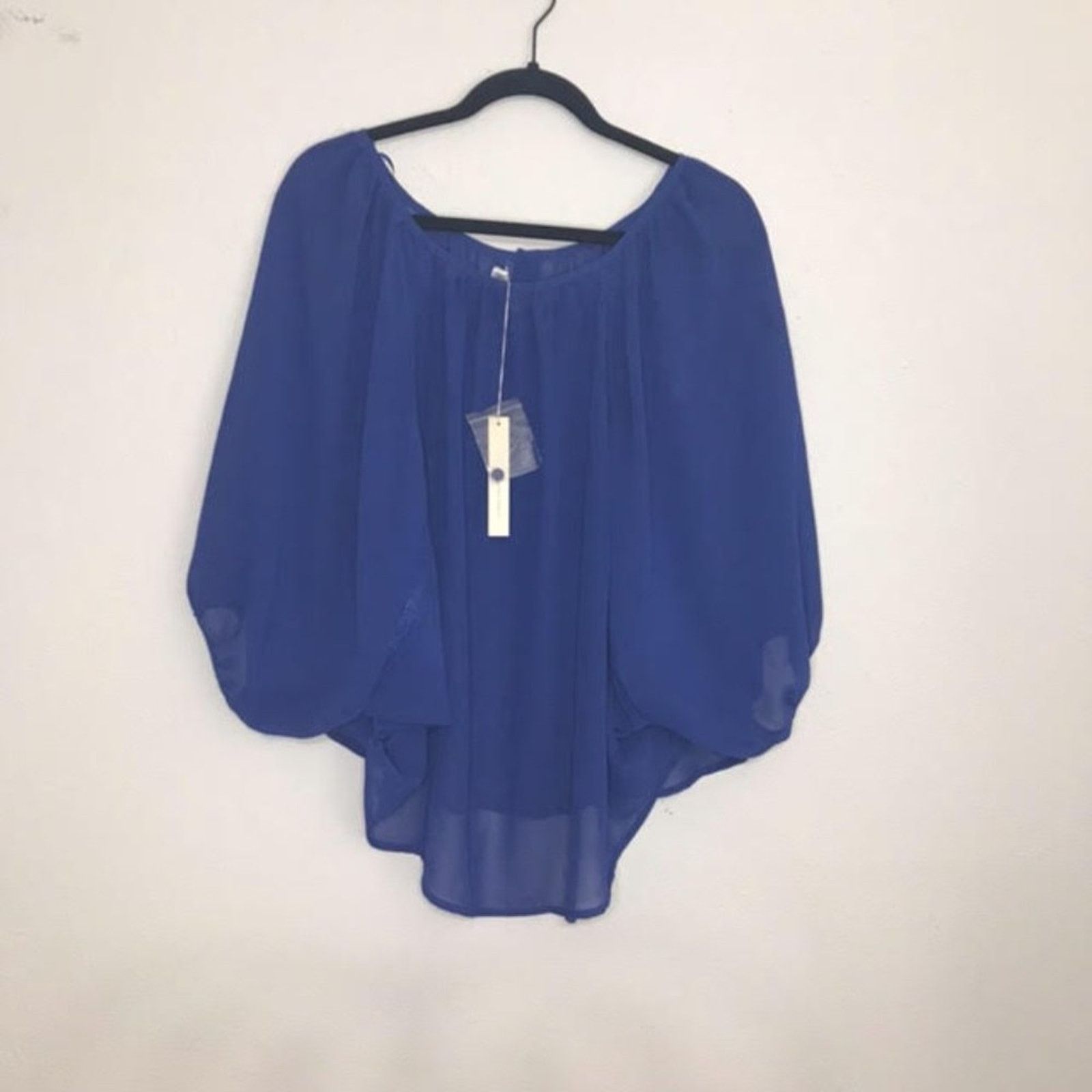 Other Lauren Conrad Cobalt Blue Semi Sheer Flowy Blouse Size M Size M / US 6-8 / IT 42-44 - 8 Thumbnail