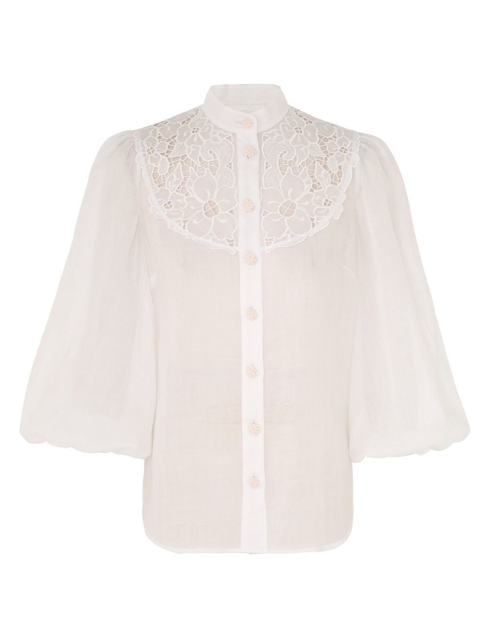 Zimmermann oc11z0525 Embroidered Yoke Blouse in White Size S / US 4 / IT 40 - 1 Thumbnail