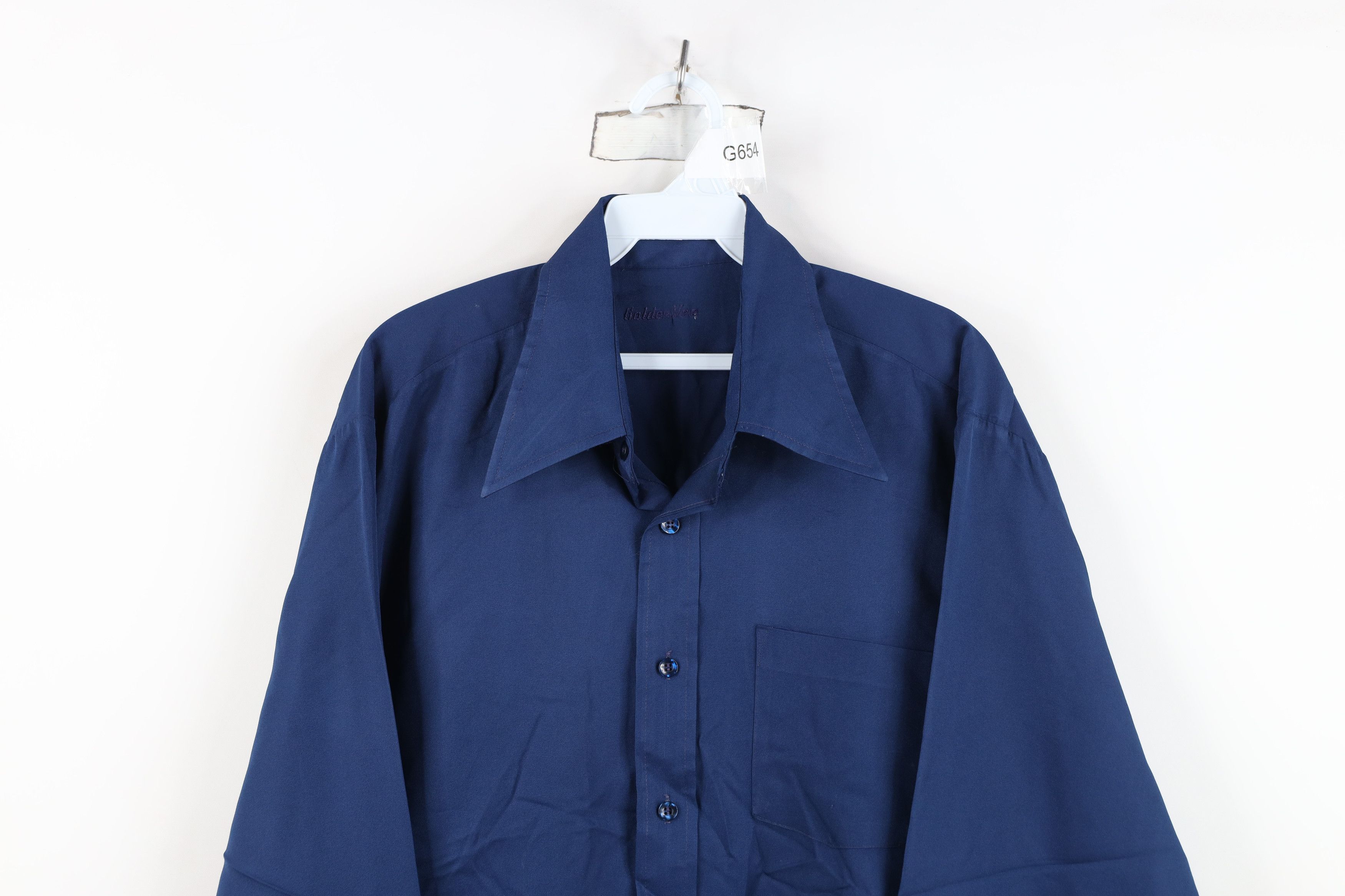 Vintage Vintage 70s Streetwear Knit Collared Button Shirt Blue Size US M / EU 48-50 / 2 - 2 Thumbnail