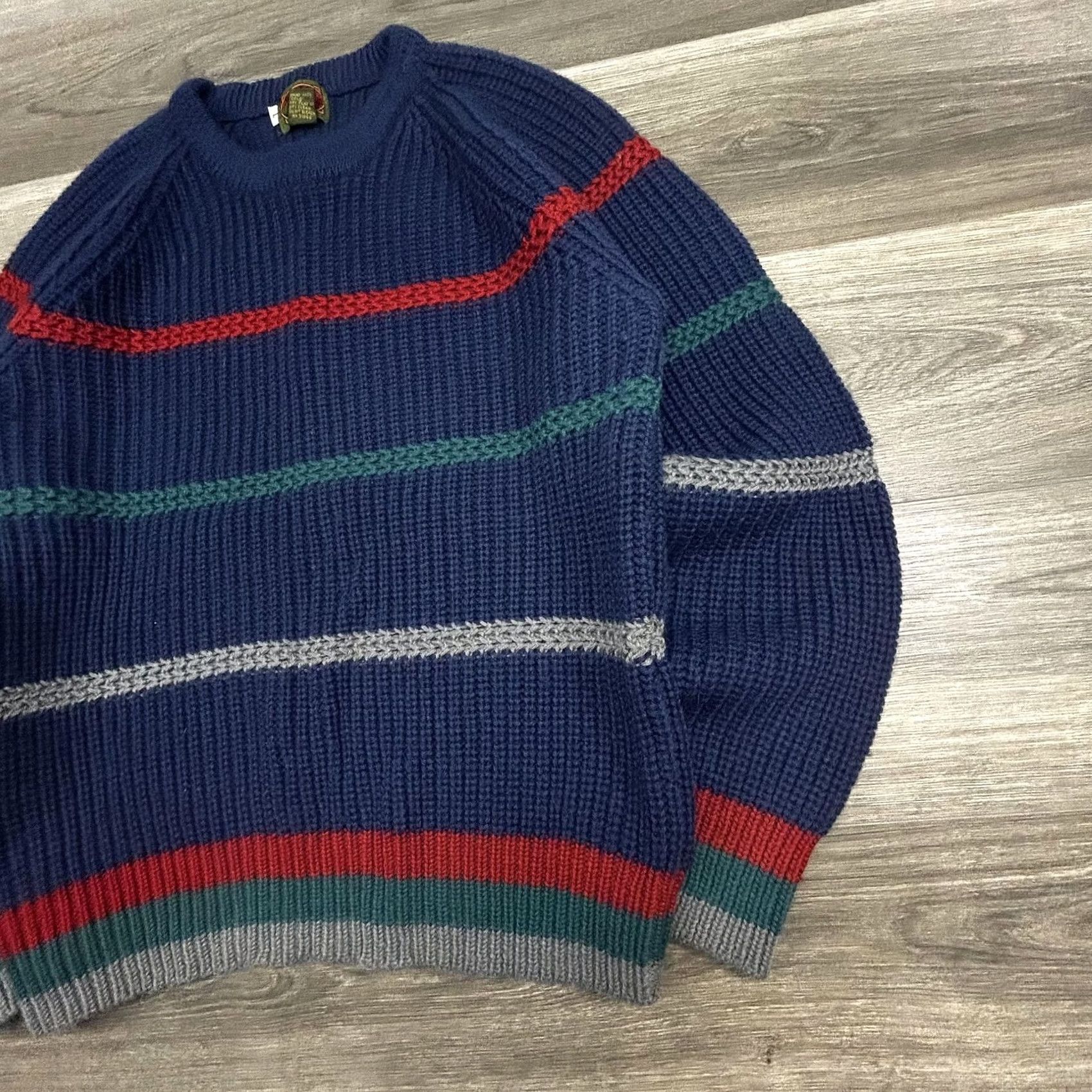 Vintage VINTAGE Boston Traders Sweater Mens Large Blue 100% Wool Stripe Chunky-Knit 90s Size US L / EU 52-54 / 3 - 4 Thumbnail