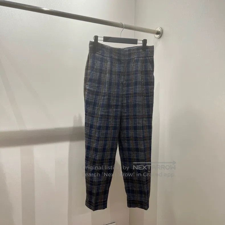 Brunello Cucinelli Brunello Cucinelli Plaid sequin linen long pants Size 25" / US 0 / IT 36 - 1 Thumbnail