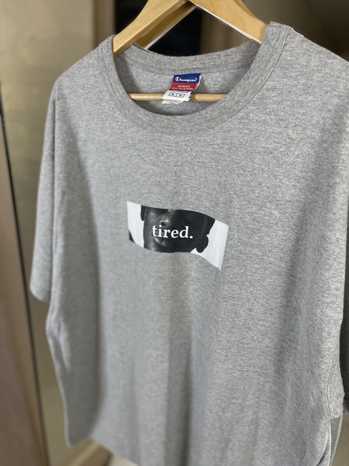 Champion Champion Custom "Tired" Graphic Box Logo Grey Tee Size US XL / EU 56 / 4 - 2 Thumbnail