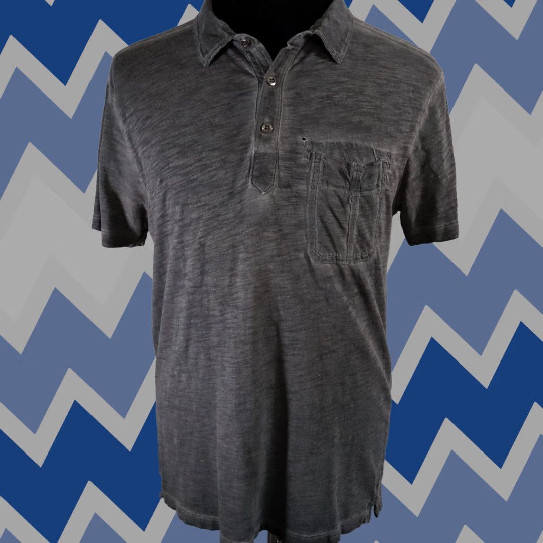 Vintage Rock & Republic Polo Shirt Mens Medium Dark Gray Pocket Short Sleeve Golf Casual Size US M / EU 48-50 / 2 - 1 Thumbnail