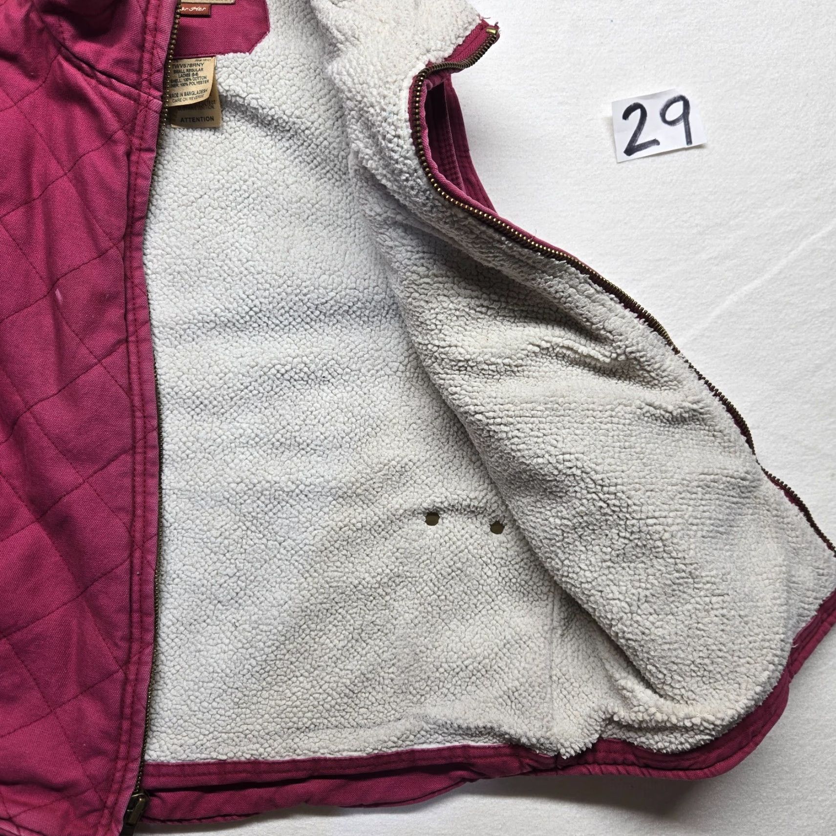Pinko CE Schmidt Workwear Fit for Her Pink Sherpa Lined Vest - Women’s Small Zip Vest, Cotton Canvas, Insulated, Fall Winter, Casual/Workwear Size S / US 4 / IT 40 - 2 Thumbnail