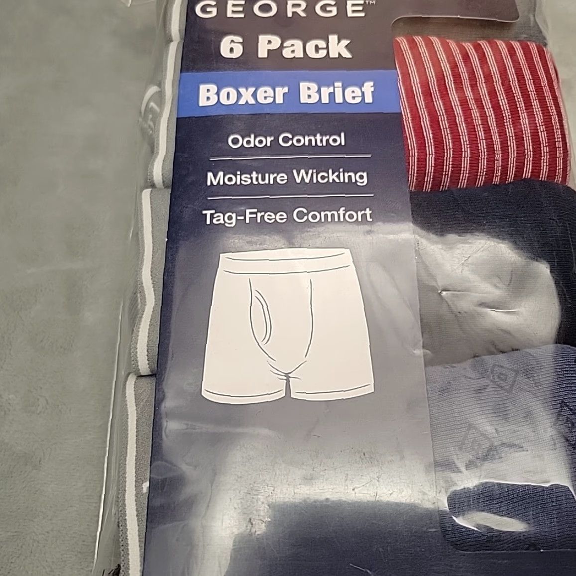 George George Boxer Briefs 6 Pack Men 2XL Odor Control Moisture Wicking Variety Multicolor Underwear Shirtless? Size 48R - 4 Thumbnail