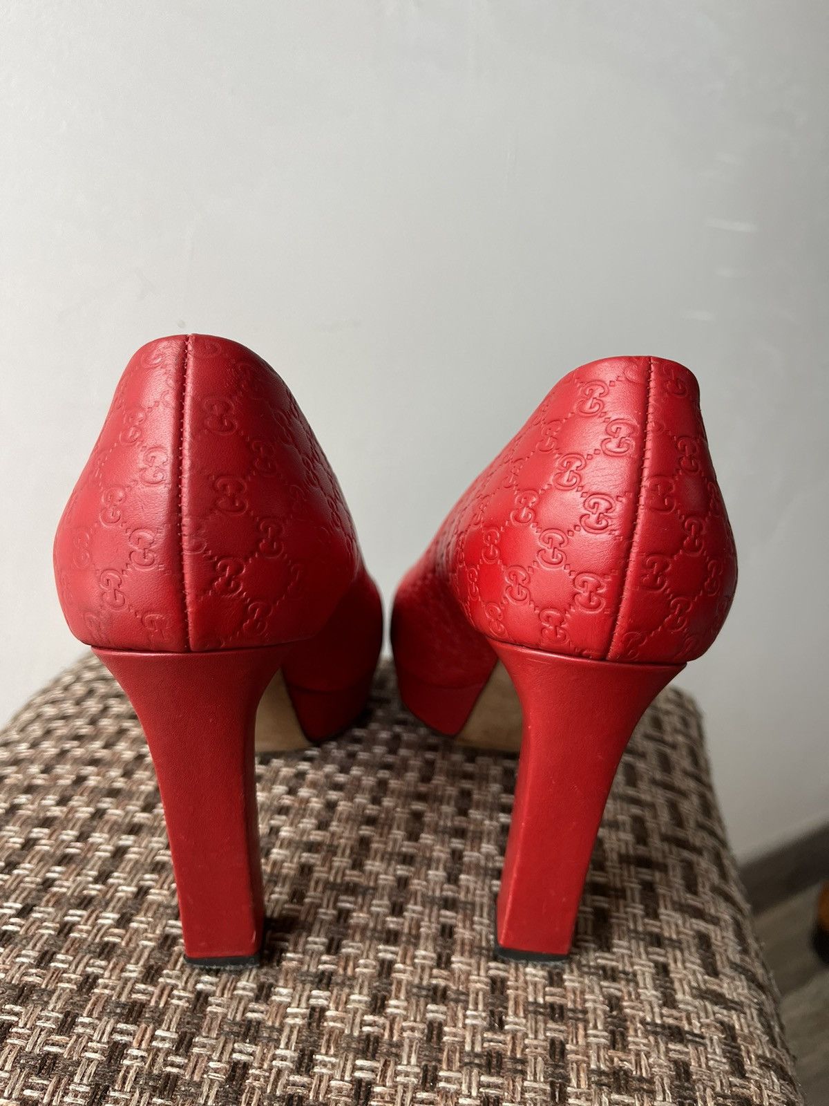 Gucci Authentic GUCCI Red Guccissima Leather Heels Pumps Size 37.5 Size US 7.5 / IT 37.5 - 6 Thumbnail