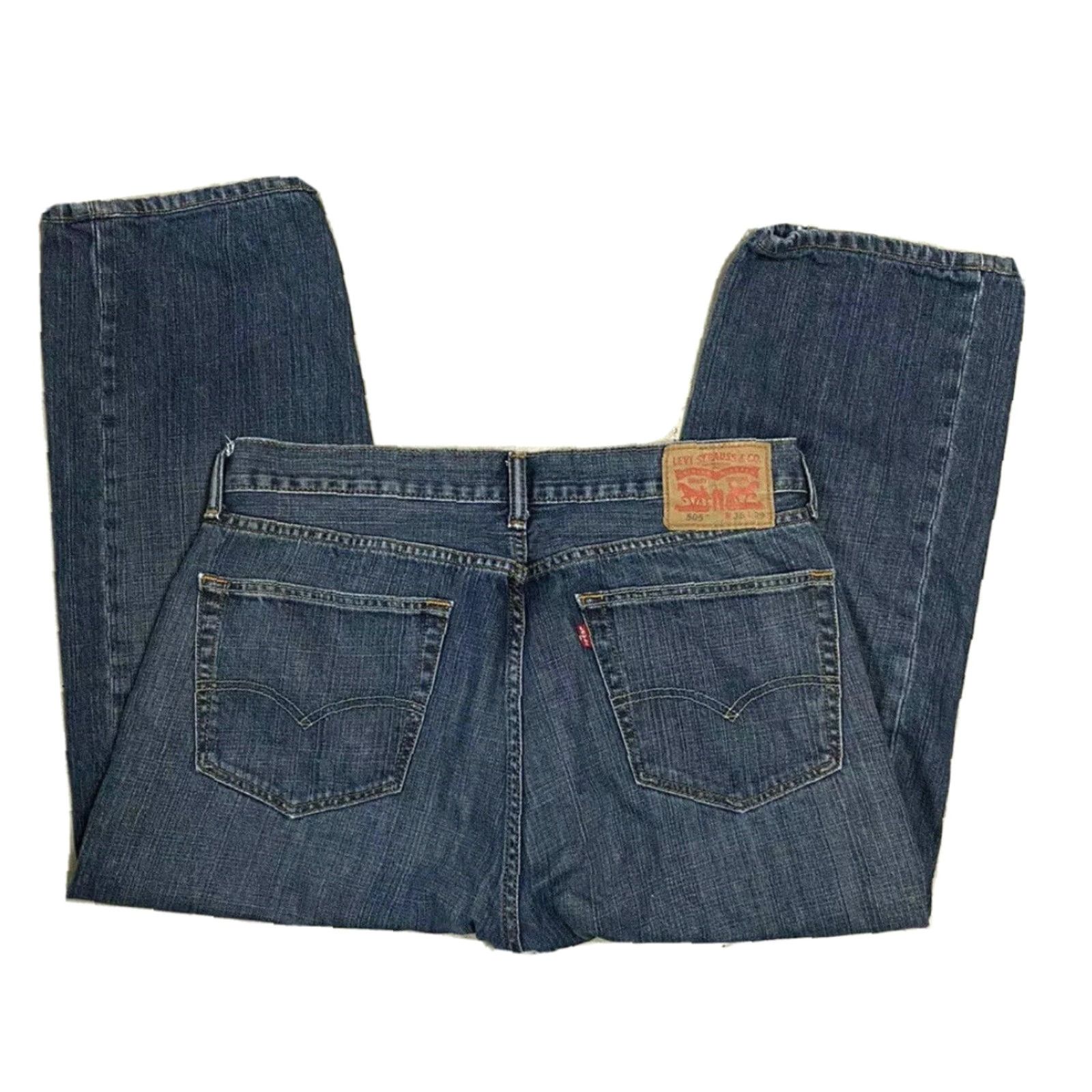 Levi's Levi's 505 Men's Regular Fit Straight Leg Blue Jeans Medium Wash Denim 36 x 23.5 Size US 36 / EU 52 - 3 Thumbnail