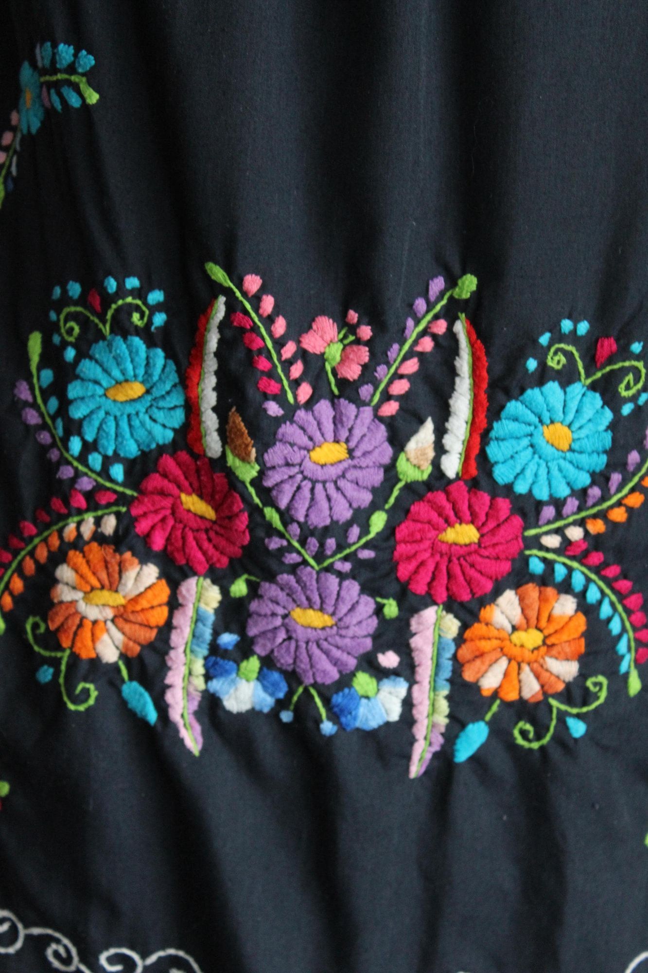 Vintage Vintage 1980s 1990s Dress, Volup Navy Blue Mexican Oaxaca Em Size XL / US 12-14 / IT 48-50 - 3 Thumbnail