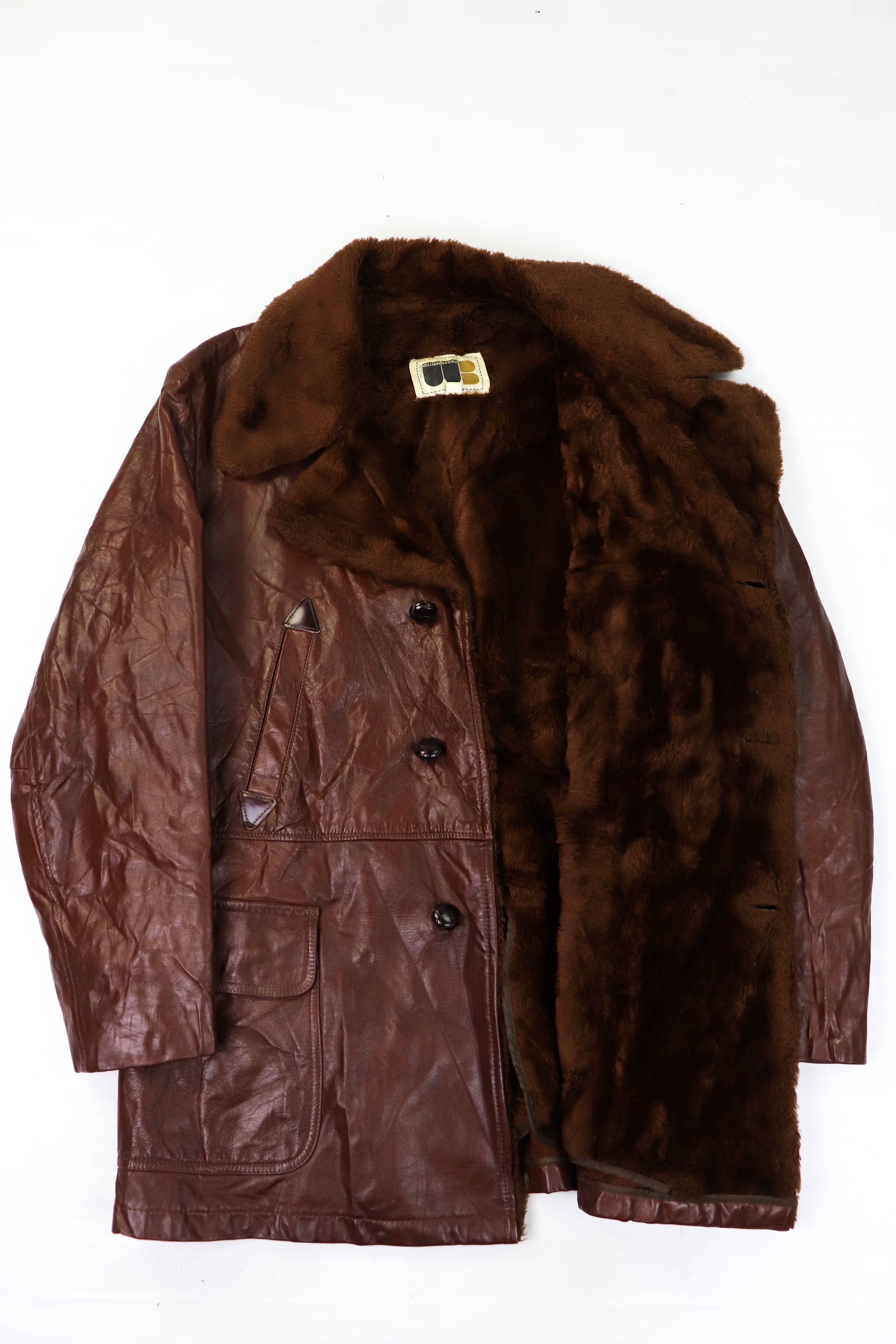 Vintage Vintage William Barry Choco Brown Leather Acrylic Pile Coat Size US L / EU 52-54 / 3 - 7 Thumbnail