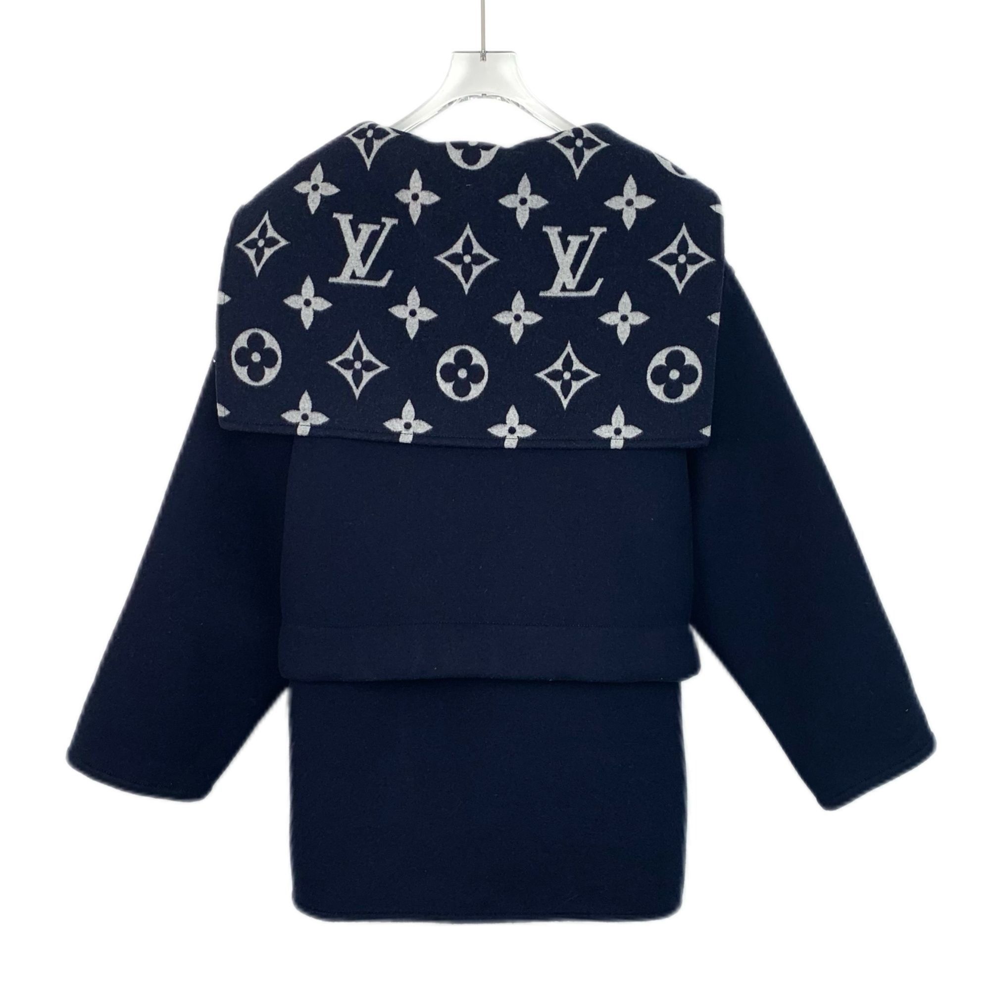 Louis Vuitton Womens Wool & Silk Monogram Belted Coat Size 3