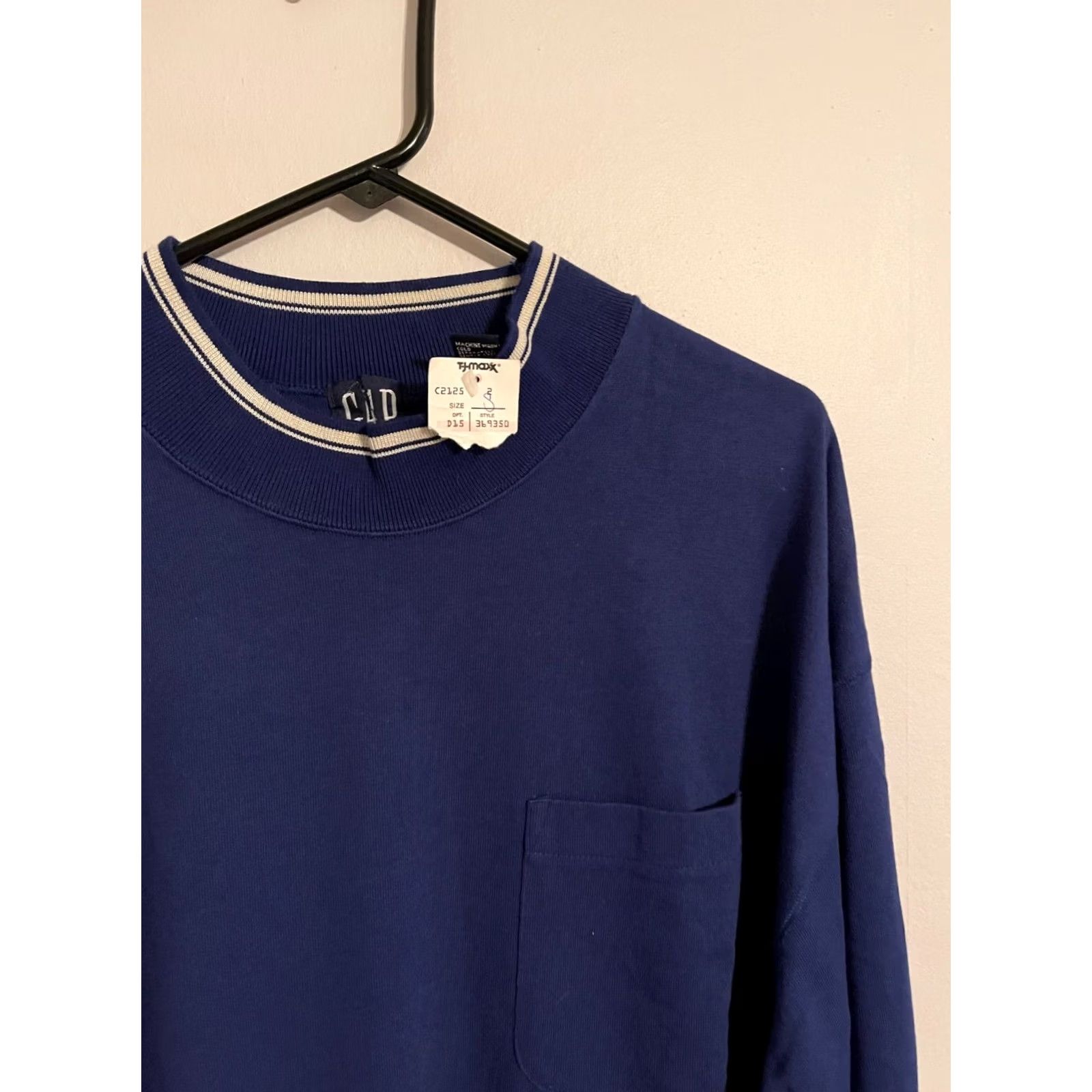 Gap VINTAGE Gap Mock Neck L/S Oversized Blue Pocket T-Shirt Sweatshirt - Men's Small Size US S / EU 44-46 / 1 - 2 Thumbnail