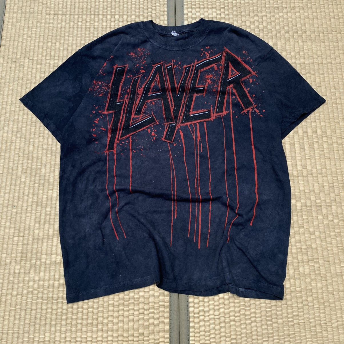 Band Tees × Slayer × Vintage Vtg Y2K Slayer Big Print Bloody Spatter Tie Dye Band Tee Size US XL / EU 56 / 4 - 1 Thumbnail