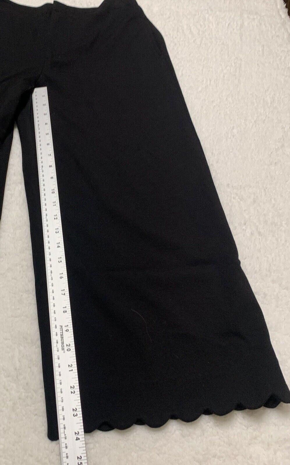 Club Monaco Club Monaco Wide Leg Scallop Hem Pants 8 Black Size 30" / US 8 / IT 44 - 3 Thumbnail