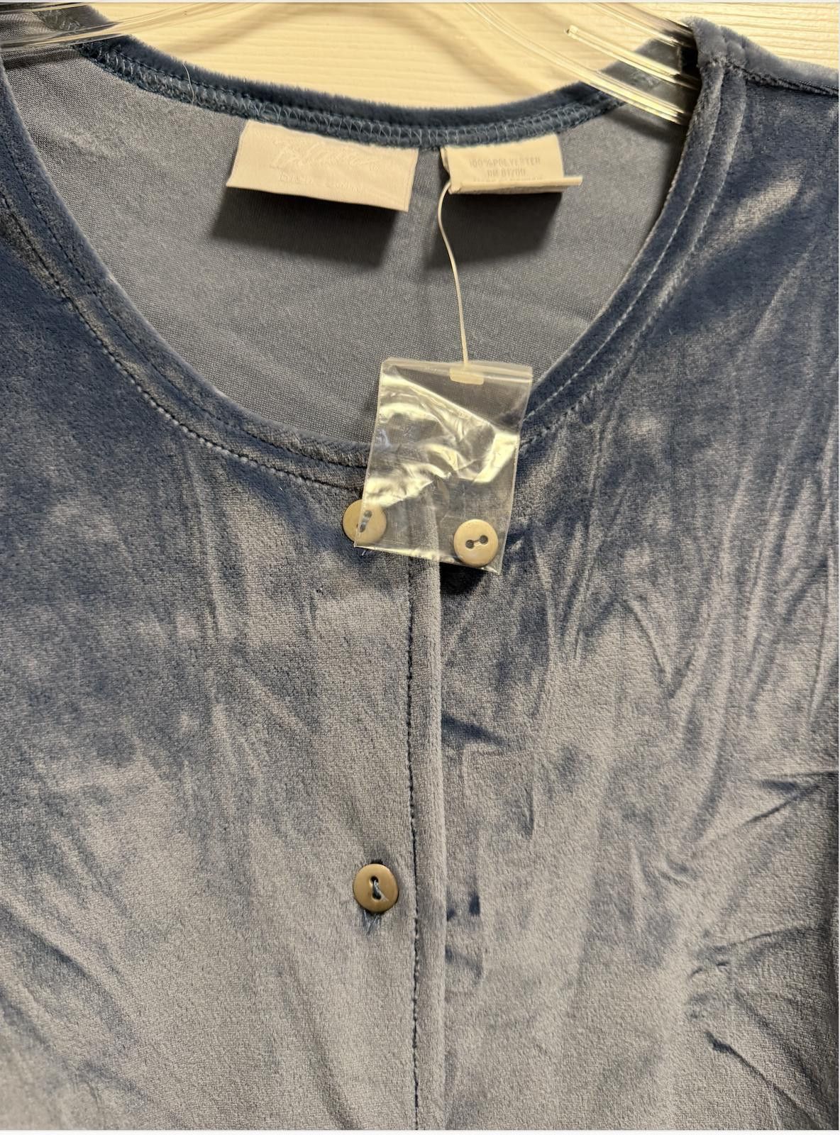 Blair Calm‑Blue Velvety Button‑Front Extra‑Plus Cardigan Size 3XL / US 20-22 - 4 Thumbnail