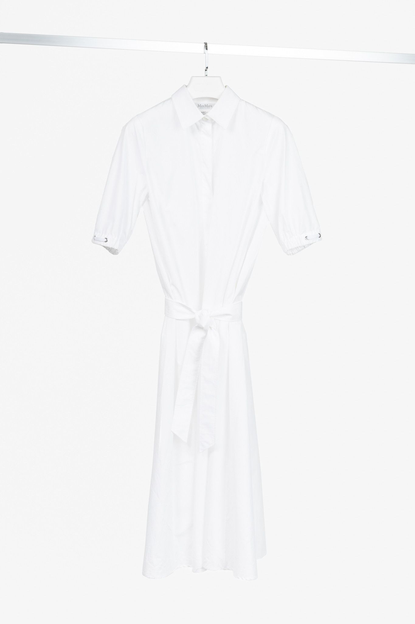 Max Mara Max Mara SS25 White Cotton-Poplin Belted Midi Dress Size M / US 6-8 / IT 42-44 - 1 Thumbnail