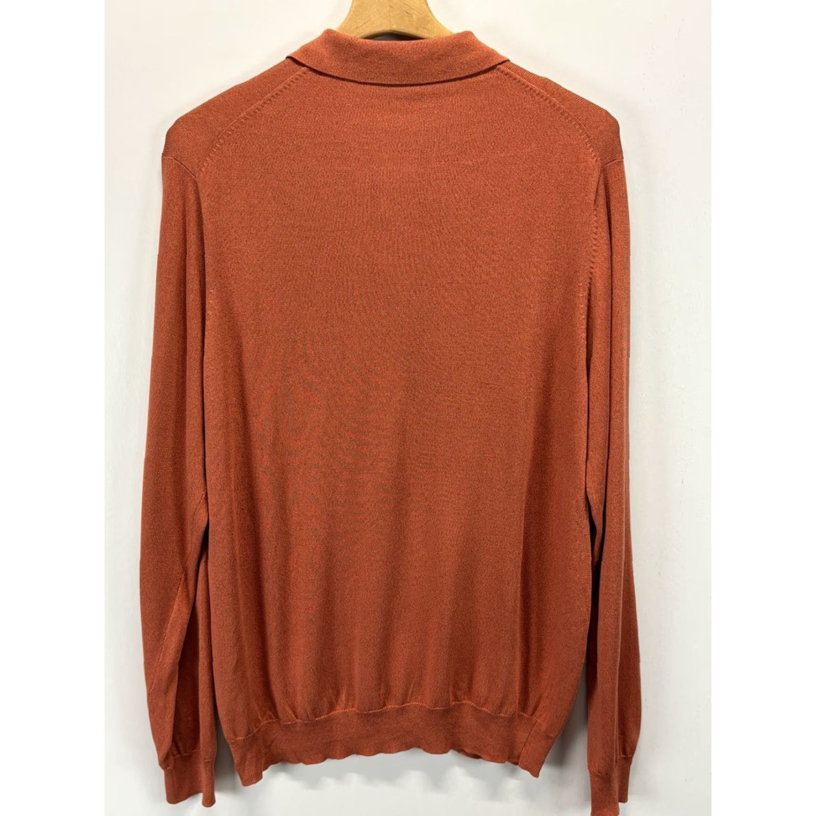 Jos. A. Bank JOS. A. BANK 100% SILK SWEATER Large Orange Collared Pullover Fine Knit Mens Size US L / EU 52-54 / 3 - 3 Thumbnail