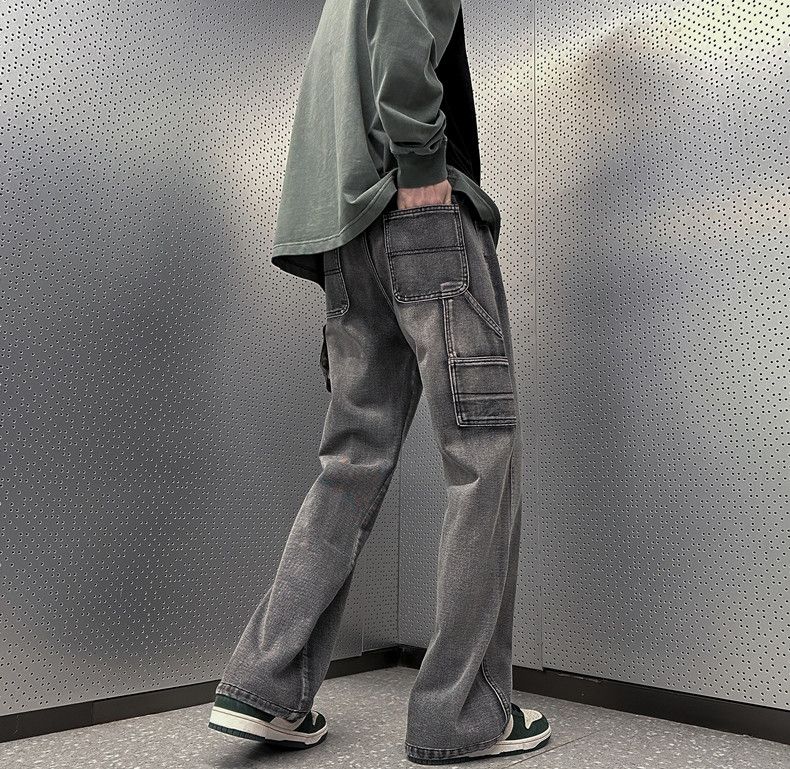 Designer × Japanese Brand × Jean Hombre Faded Tube Splicing Vintage Washed Cargo Jeans Size US 36 / EU 52 - 6 Thumbnail