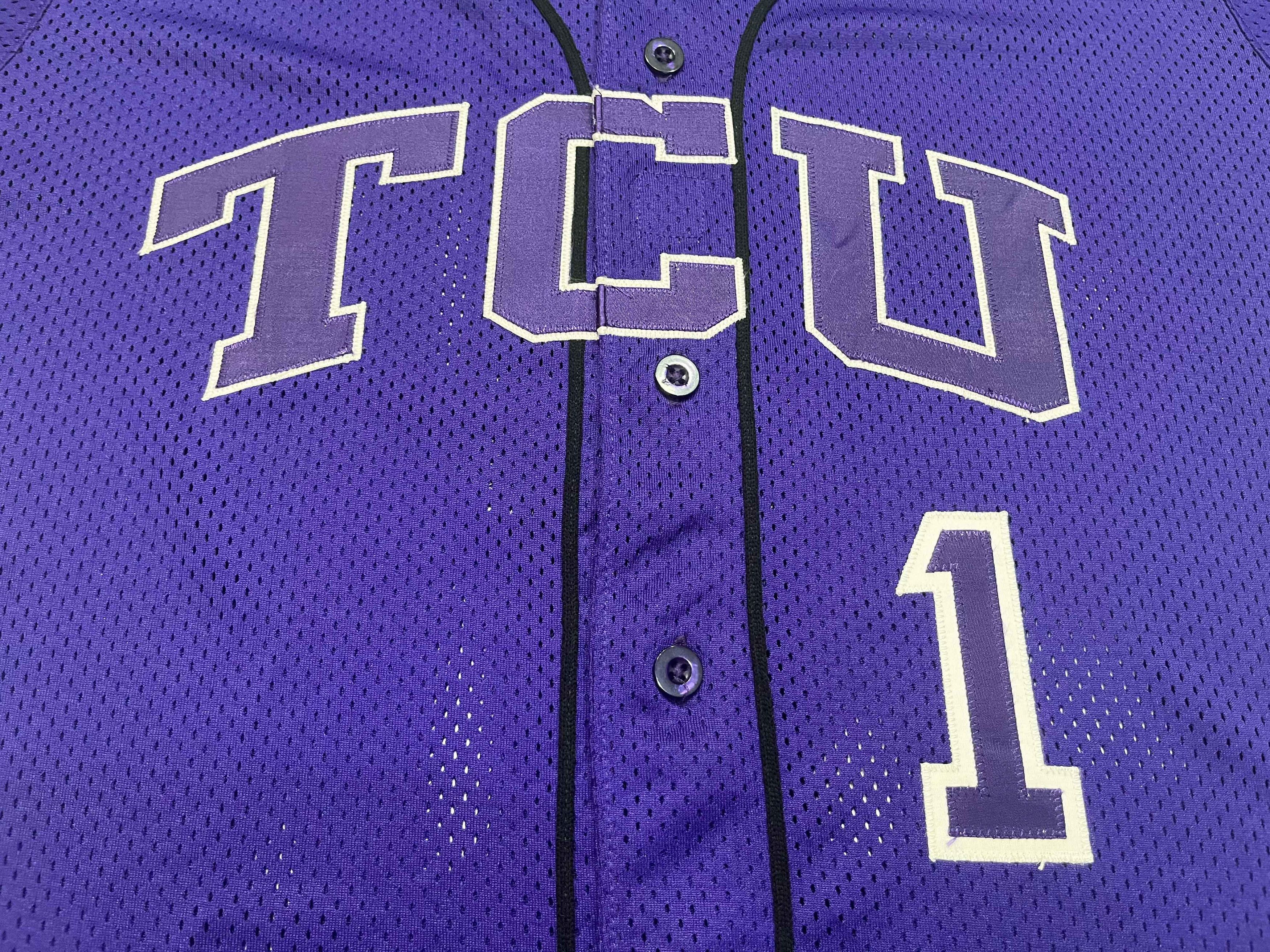 MLB Vintage Rawlings TCU Horned Frogs #1 NCAA Baseball Jersey Size US L / EU 52-54 / 3 - 2 Thumbnail