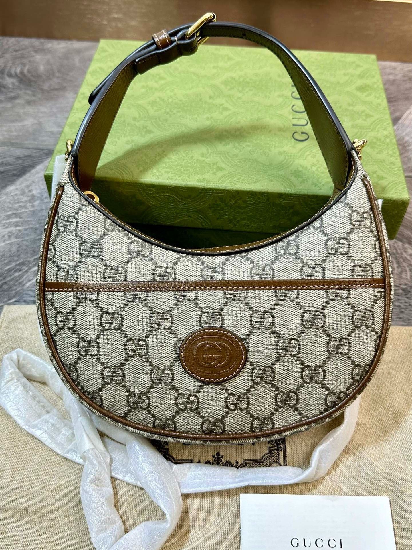 Gucci Gucci GG Monogram Leather Moon Bag Size ONE SIZE - 1 Thumbnail