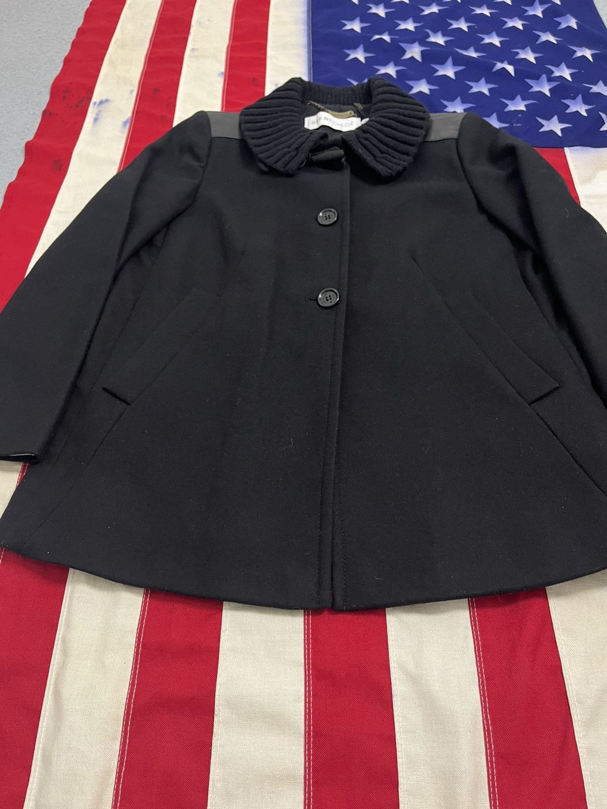See by Chloe See By Chloé Black Wool Coat - Designer Jacket Size M / US 6-8 / IT 42-44 - 4 Thumbnail