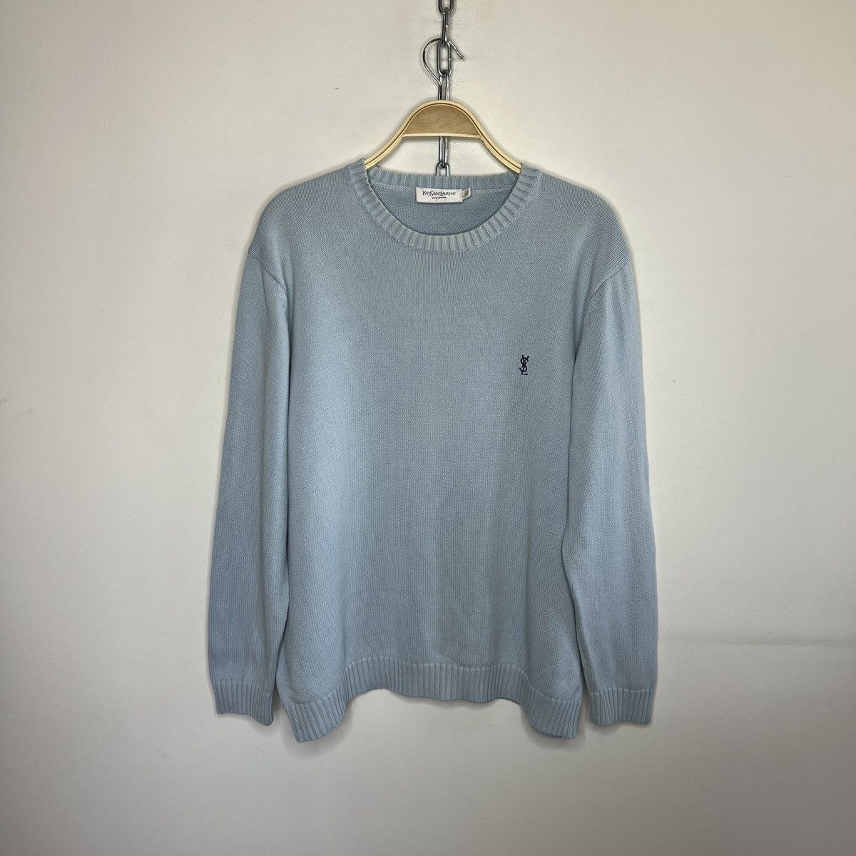 Yves Saint Laurent Vintage Yves Saint Laurent baby blue basic sweater YSL Size US M / EU 48-50 / 2 - 1 Thumbnail
