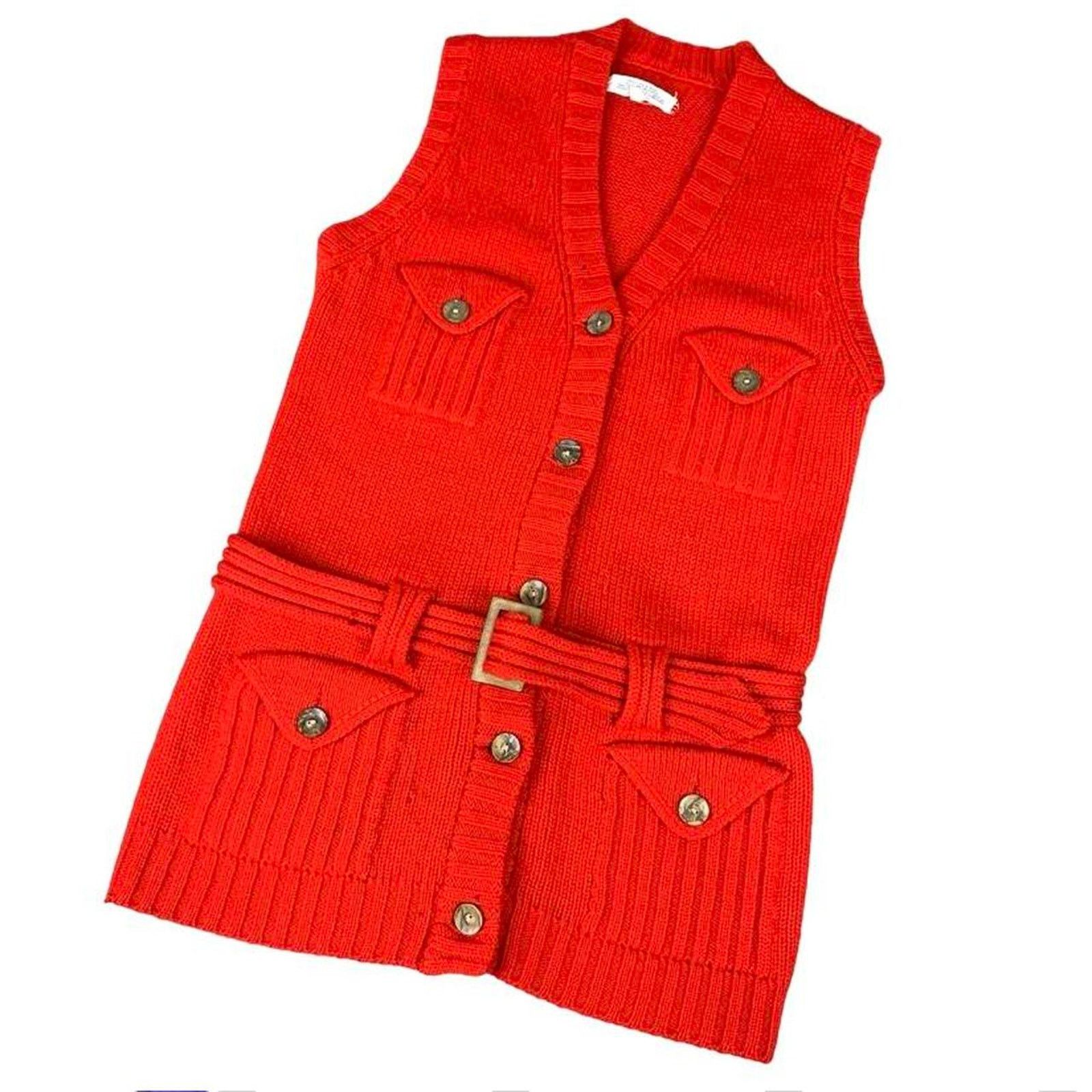 Vintage Vintage 60s Knit Wool Cardigan Coquette Retro Mini Dress Size L / US 10 / IT 46 - 1 Thumbnail